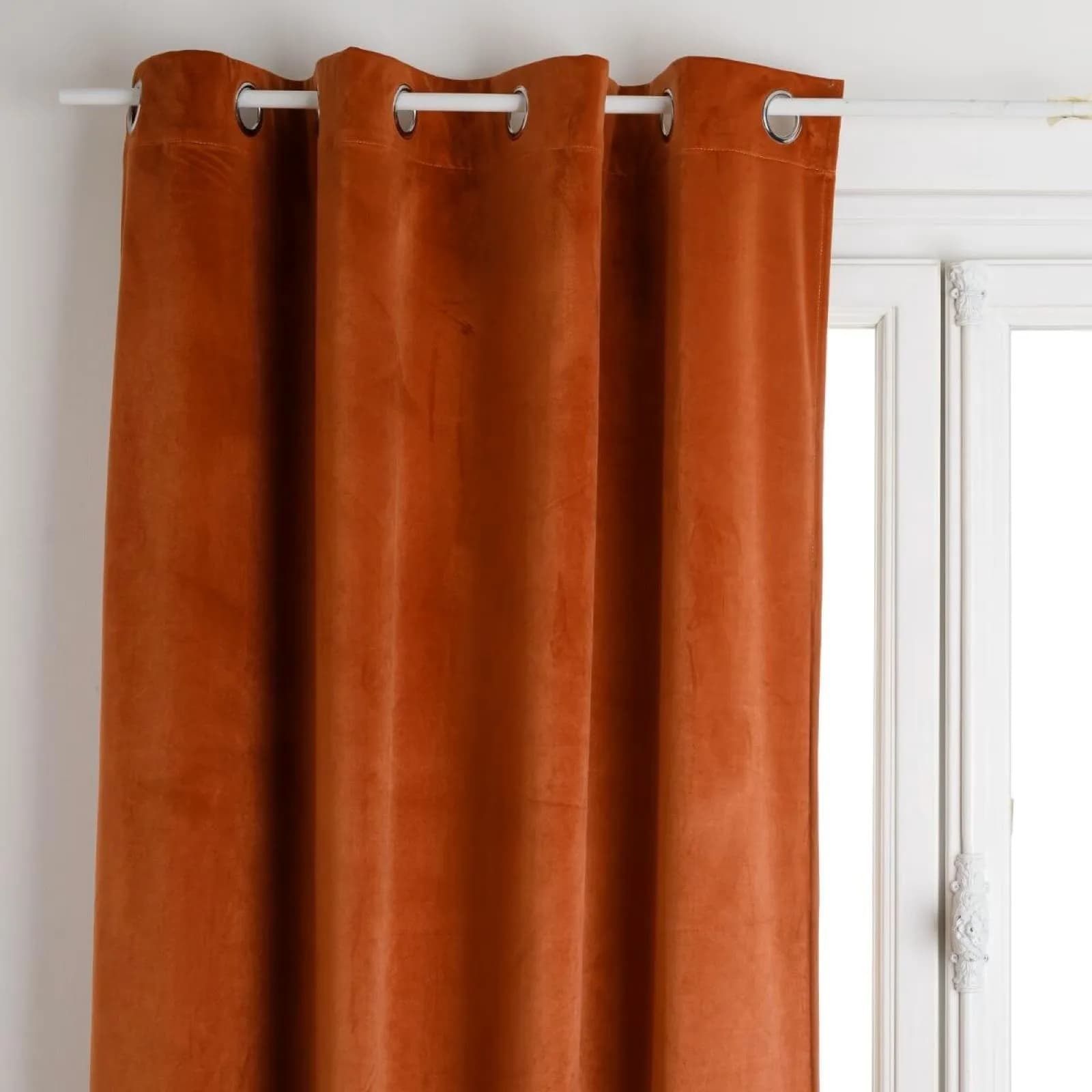 Tenda oscurante 140x260h cm in velluto terracotta