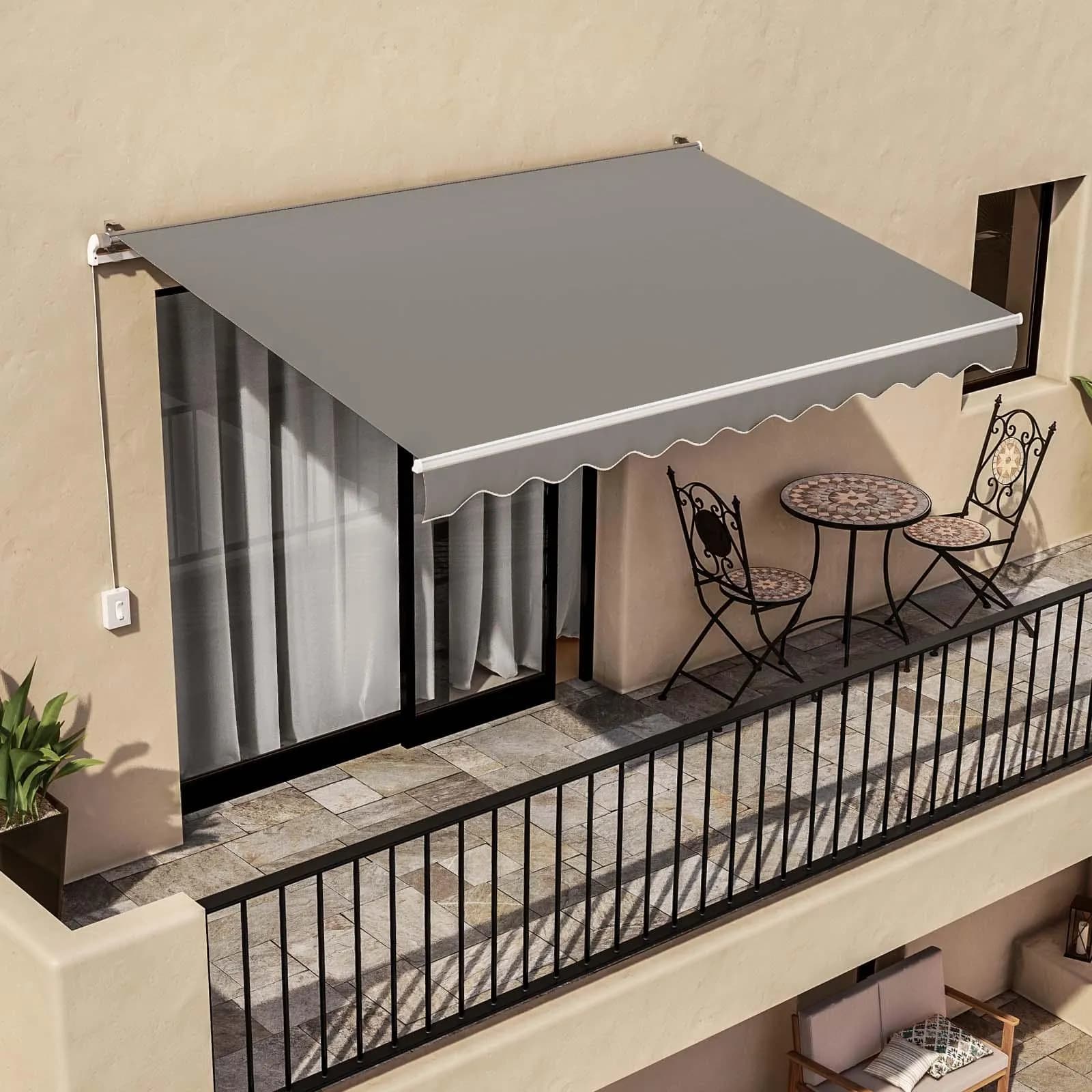 Tenda da sole motorizzata 300 cm estensione 200 cm grigio scuro con interruttore