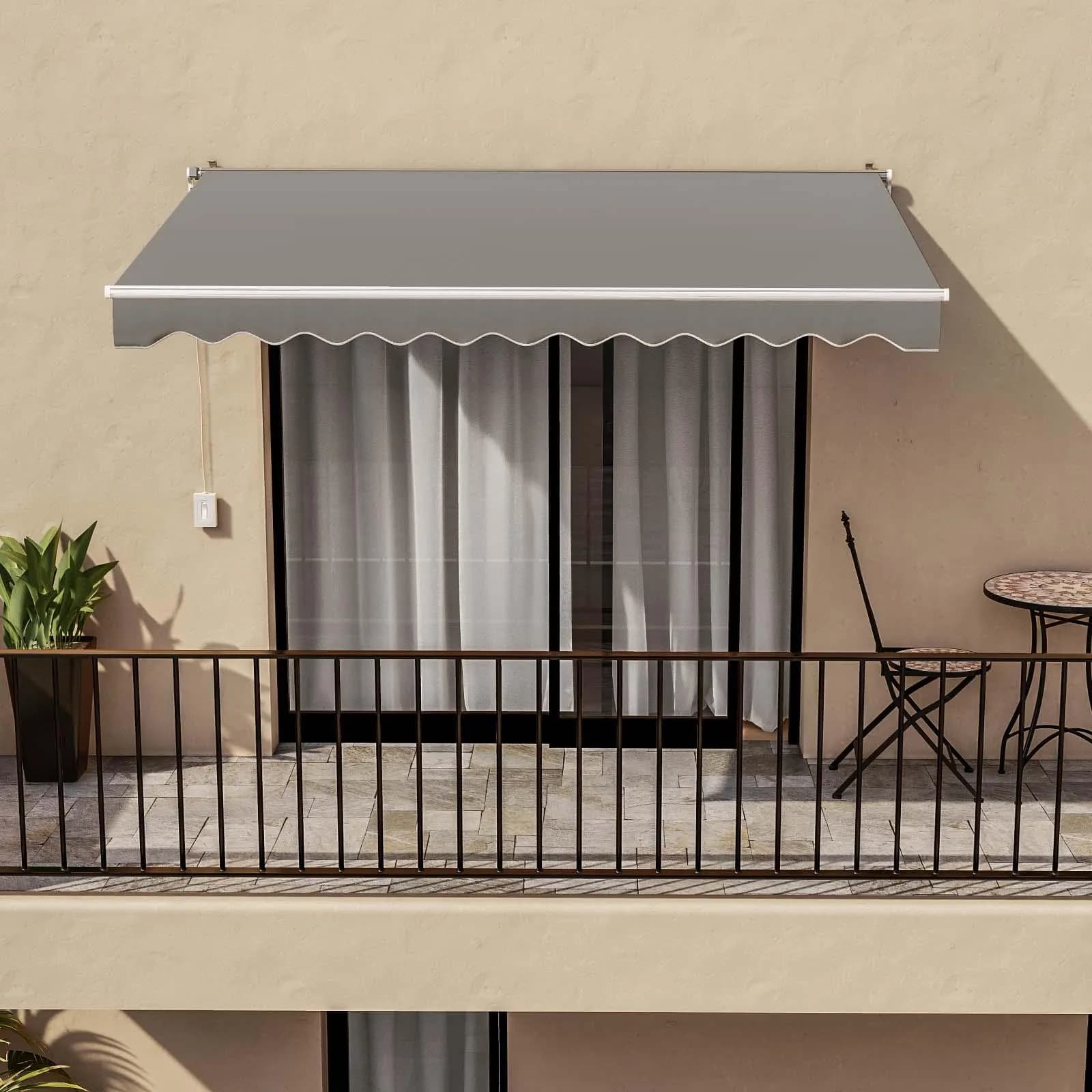 Tenda da sole motorizzata 300 cm estensione 200 cm grigio scuro con interruttore