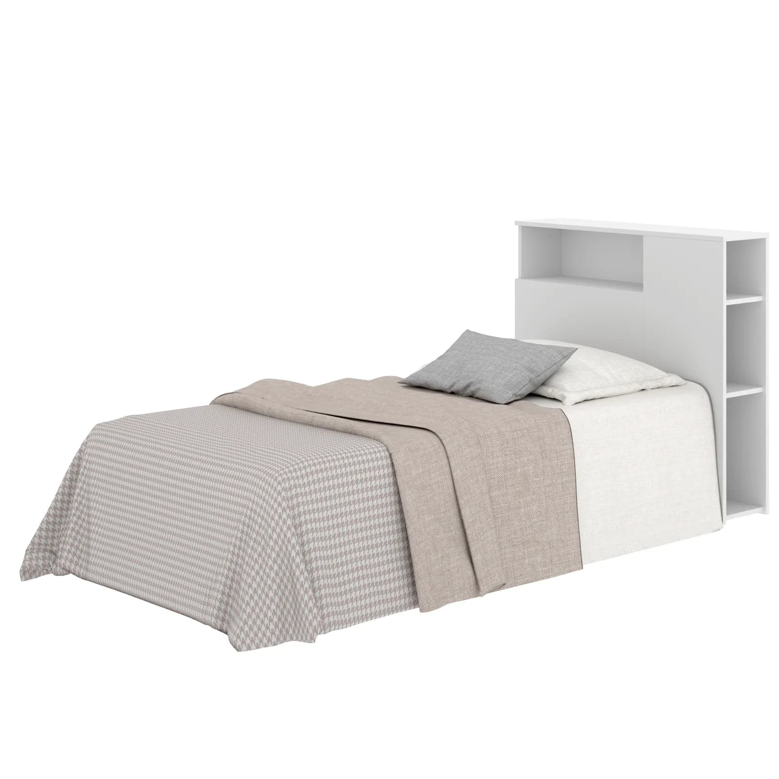 Testata 97x95h cm in legno bianco con vani a giorno - Kygo