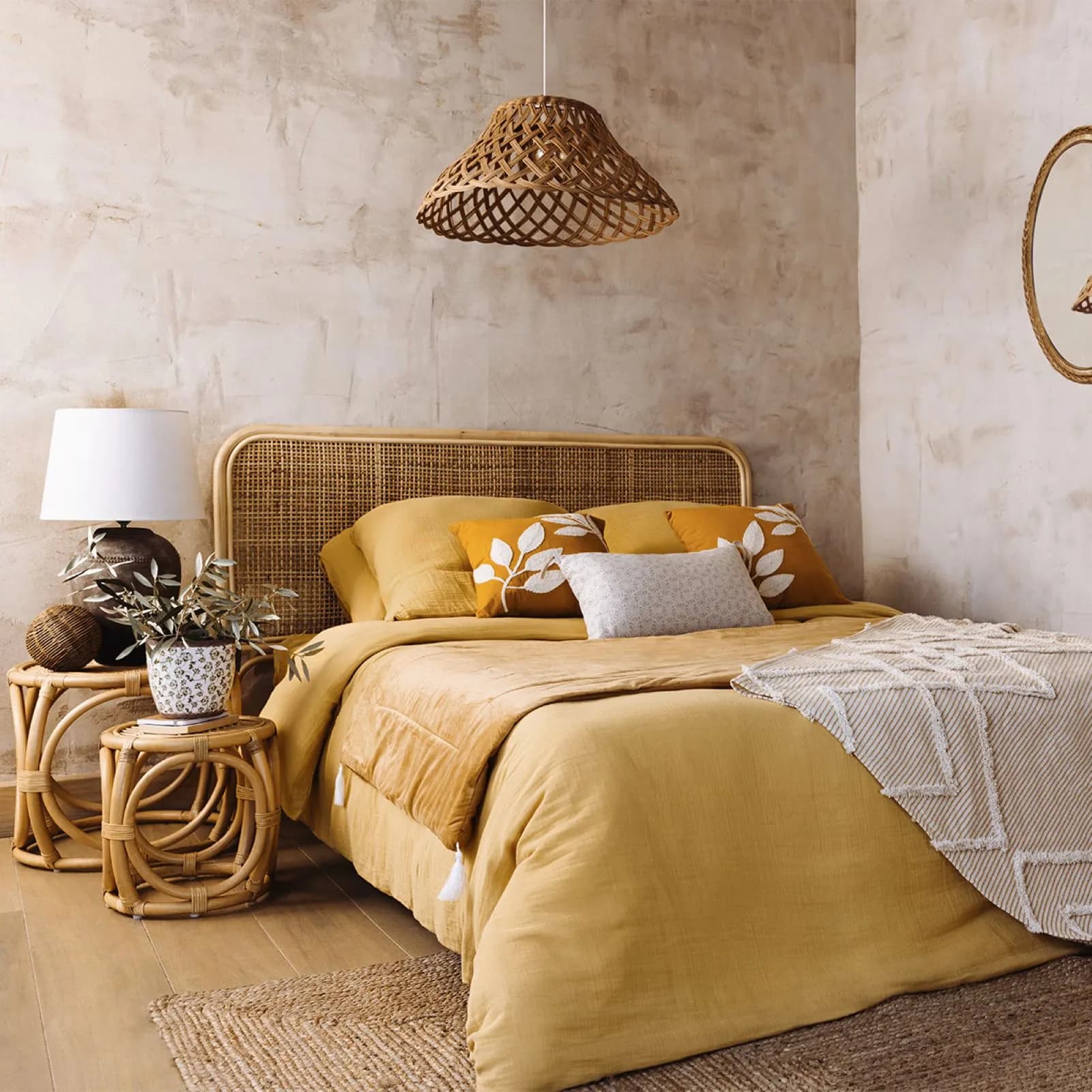 Testata per letto matrimoniale 160x100h cm in rattan naturale
