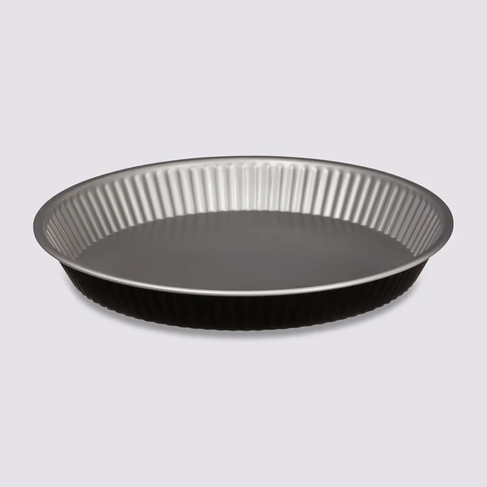 Tortiera rotonda 28 cm in metallo cromo e nero
