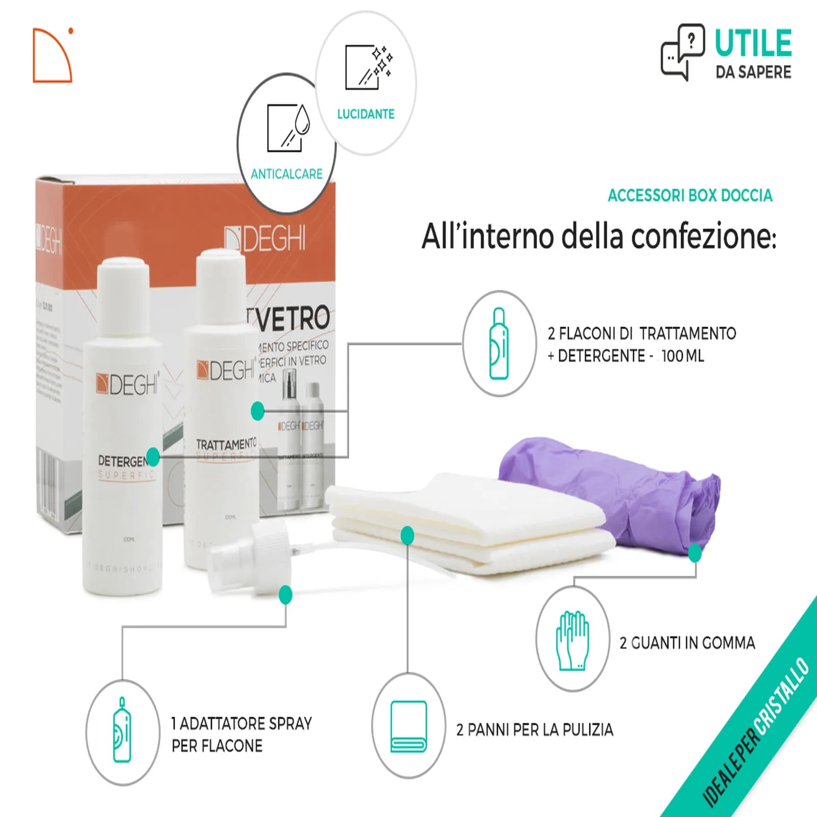 Trattamento anticalcare e ripristino in kit per box doccia