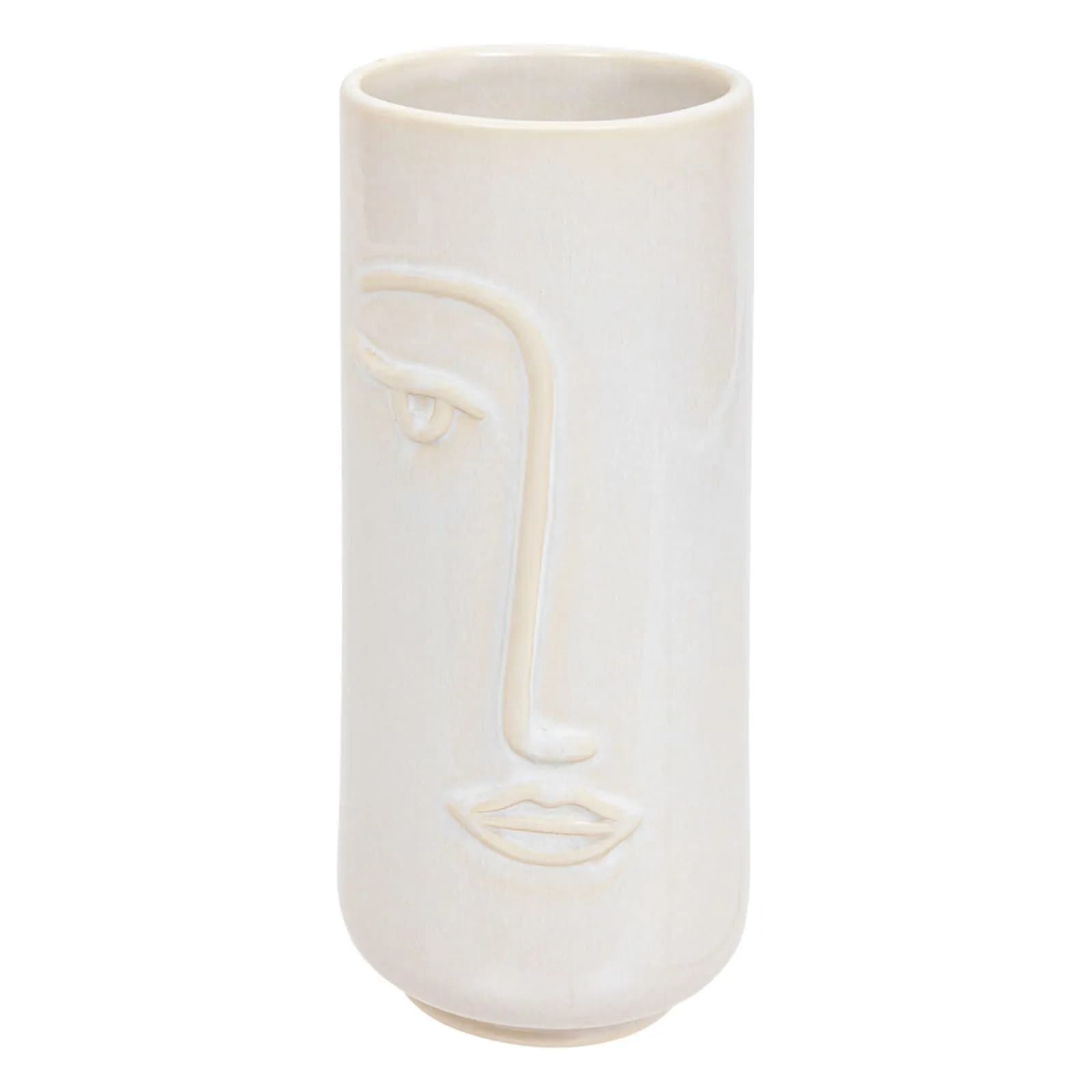 Vaso da interno 25h cm a forma di viso in ceramica bianco