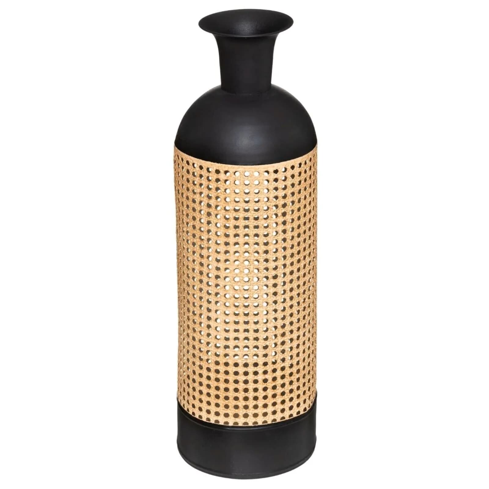 Vaso da interno 62h cm in metallo nero con intreccio viennese