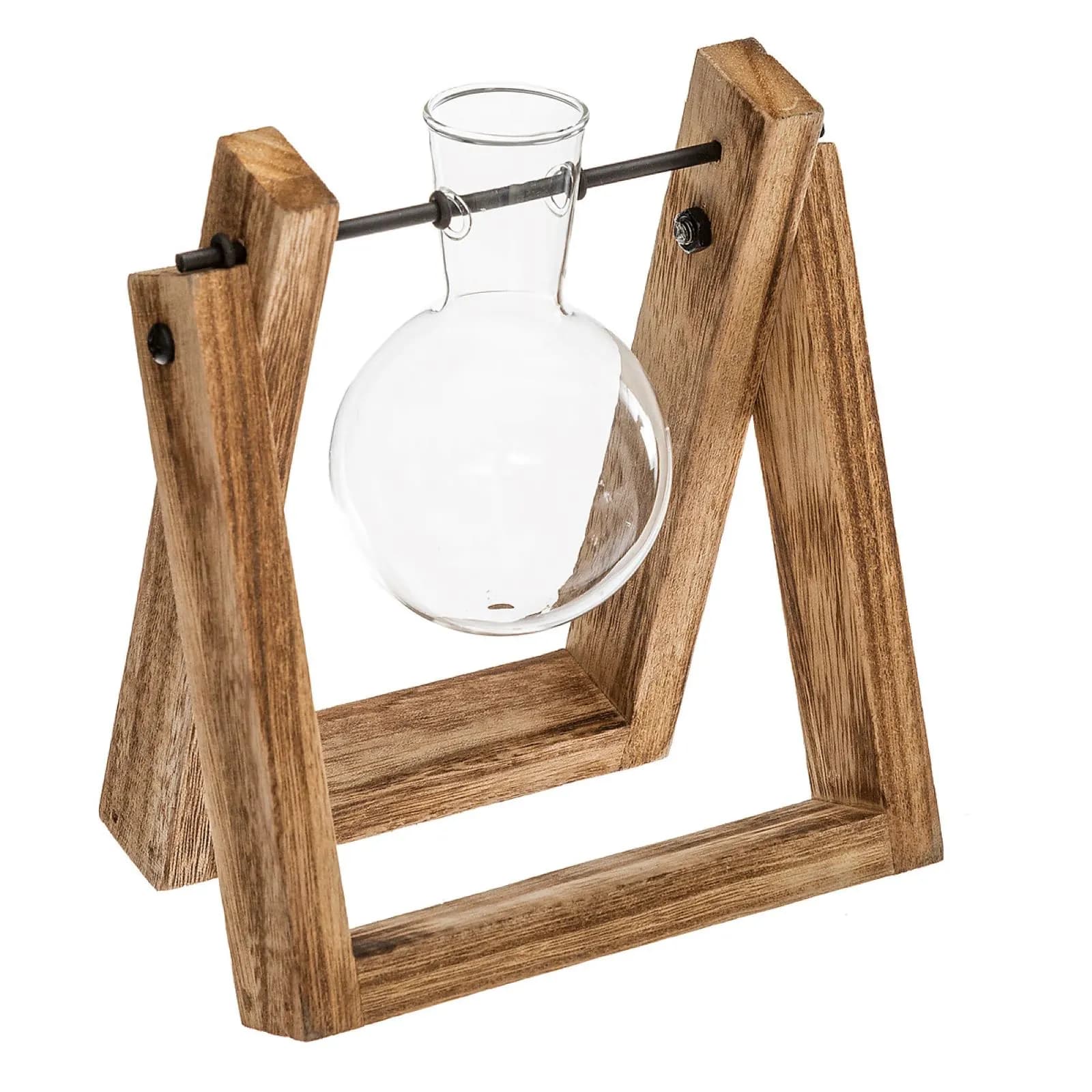 Vaso da interno 17h cm con supporto in legno naturale