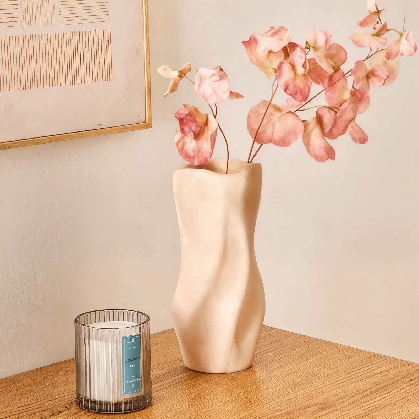 Vaso da interno 25h cm in ceramica beige