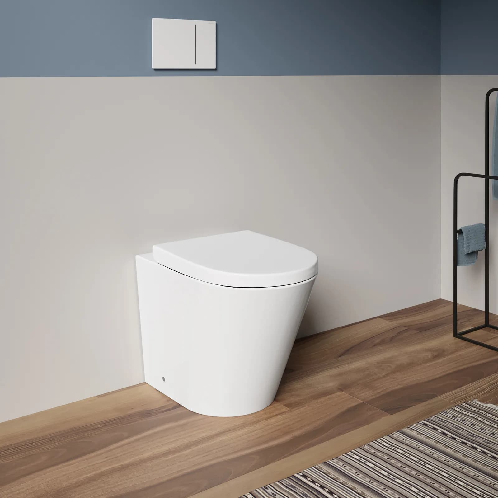 Vaso filomuro con sedile soft-close in ceramica bianca - Aura