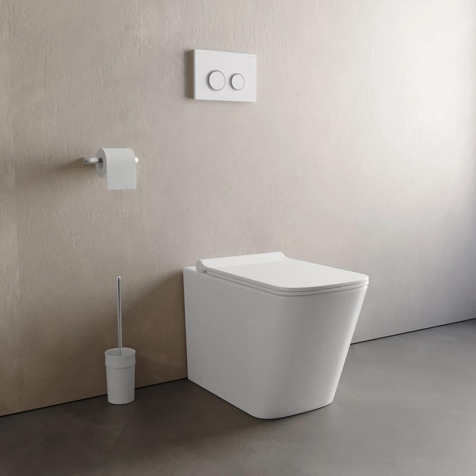 Vaso filomuro con sedile soft- close in ceramica bianca - Tidix