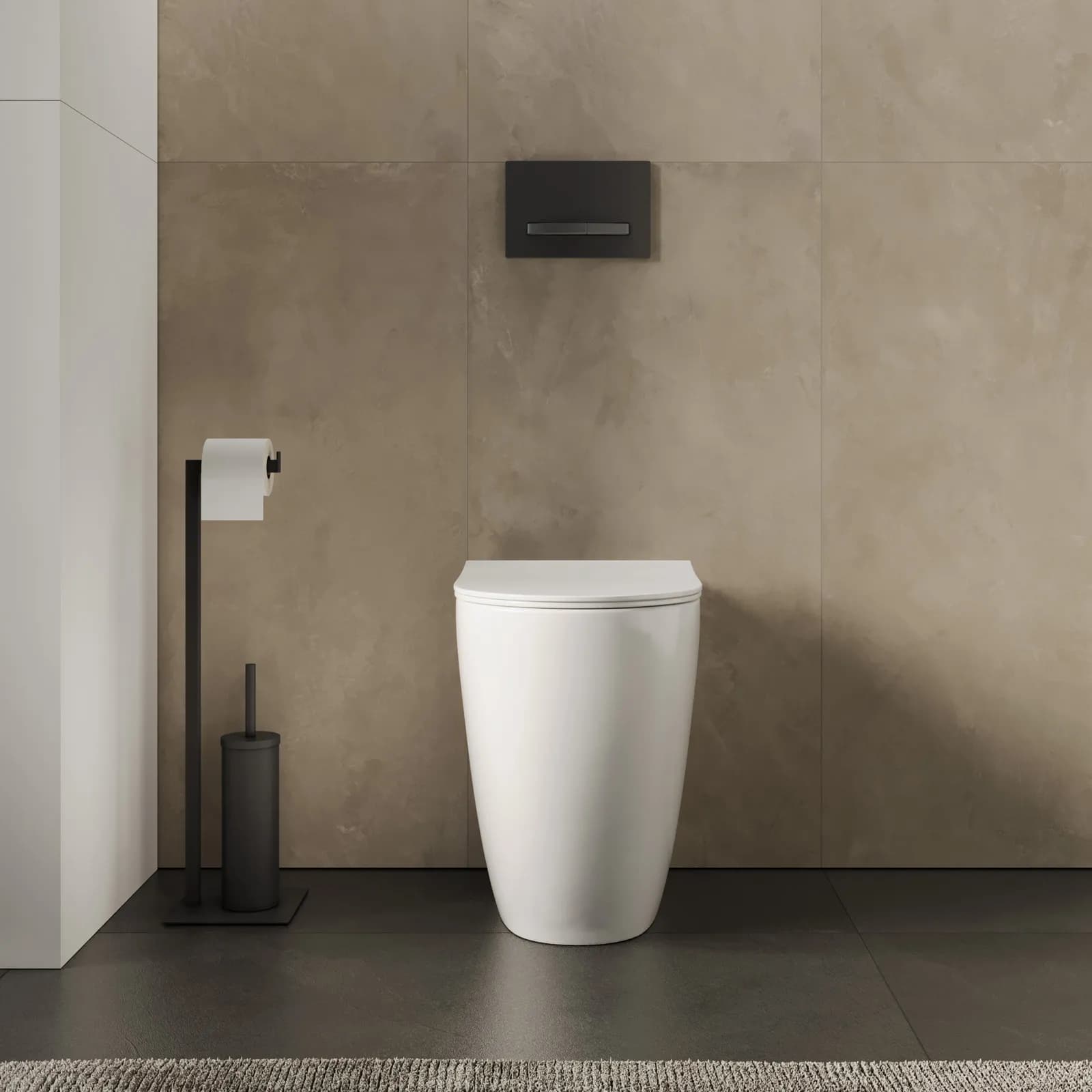 Vaso filomuro H 50 cm in ceramica bianco lucido con copriwc - Zerua
