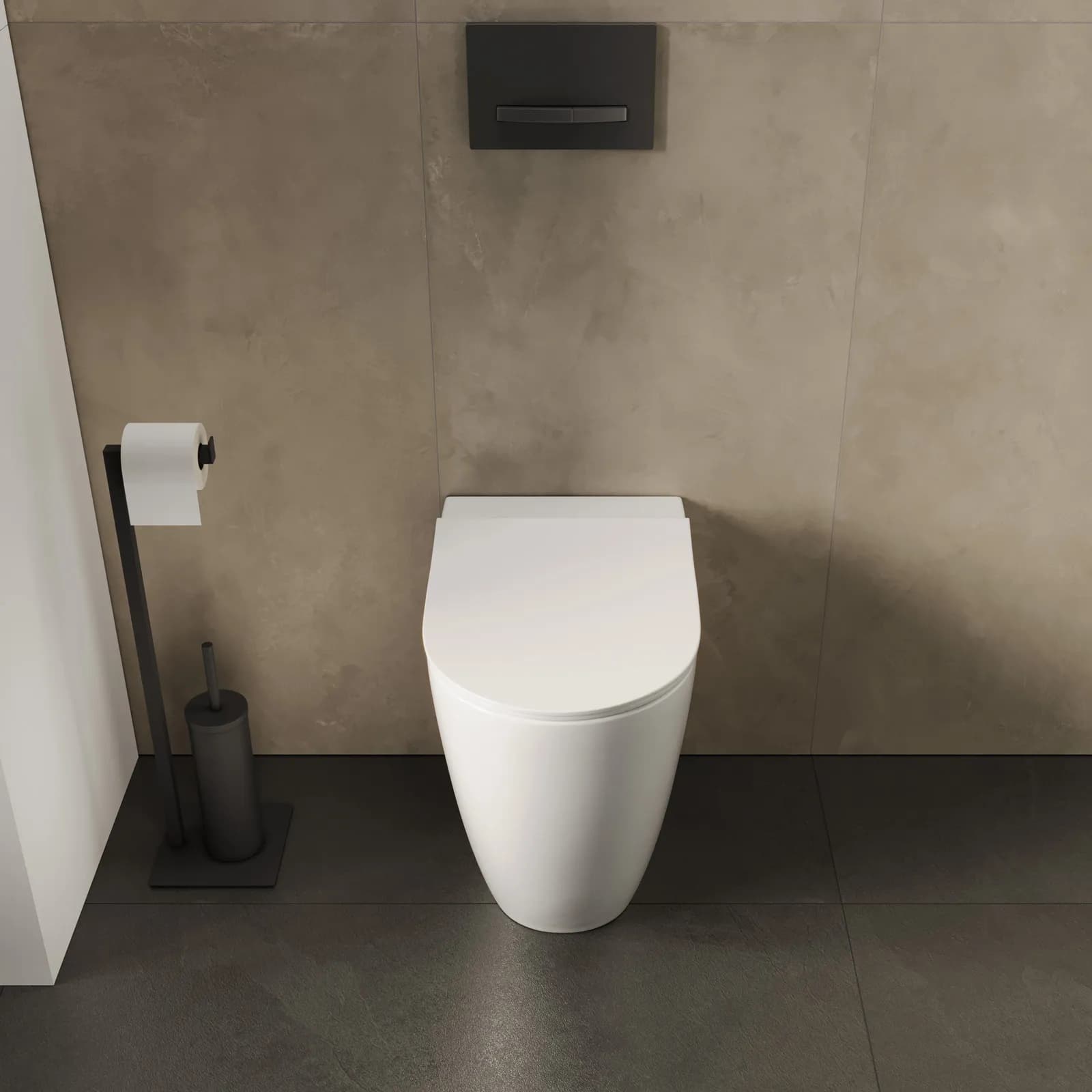 Vaso filomuro H 50 cm in ceramica bianco lucido con copriwc - Zerua