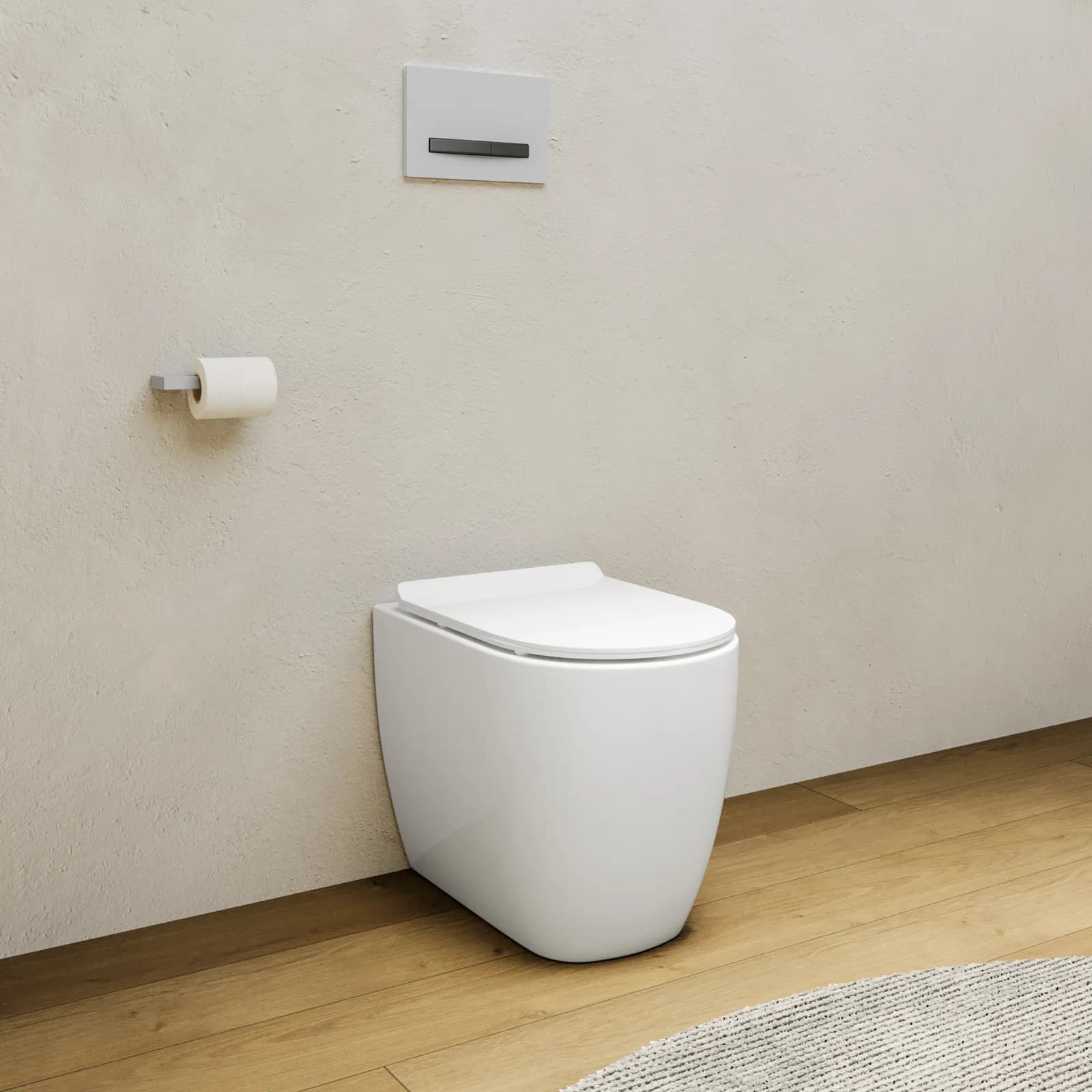 Vaso filomuro in ceramica rimless con copriwc slim softclose - City