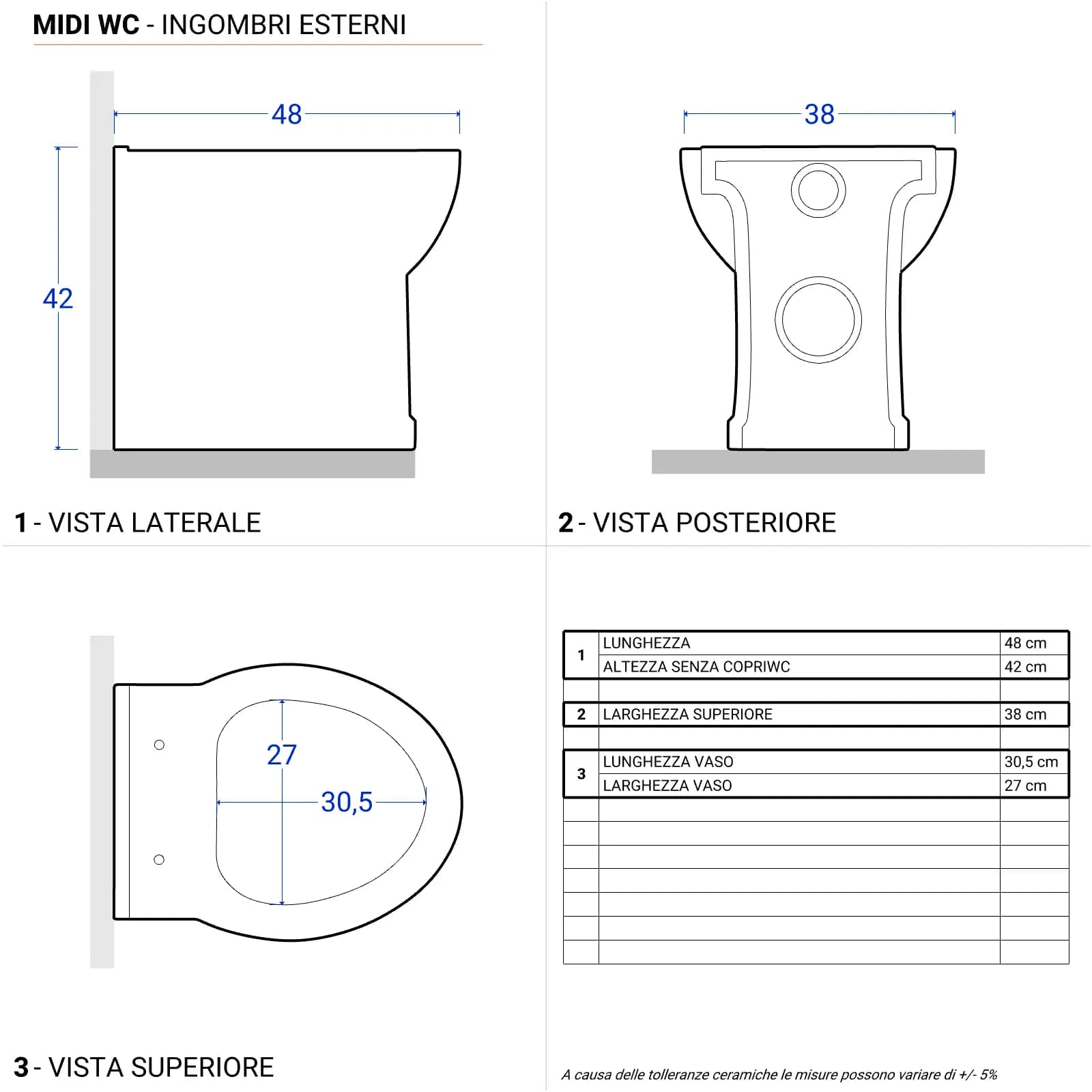 Vaso filomuro in ceramica + sedile soft close