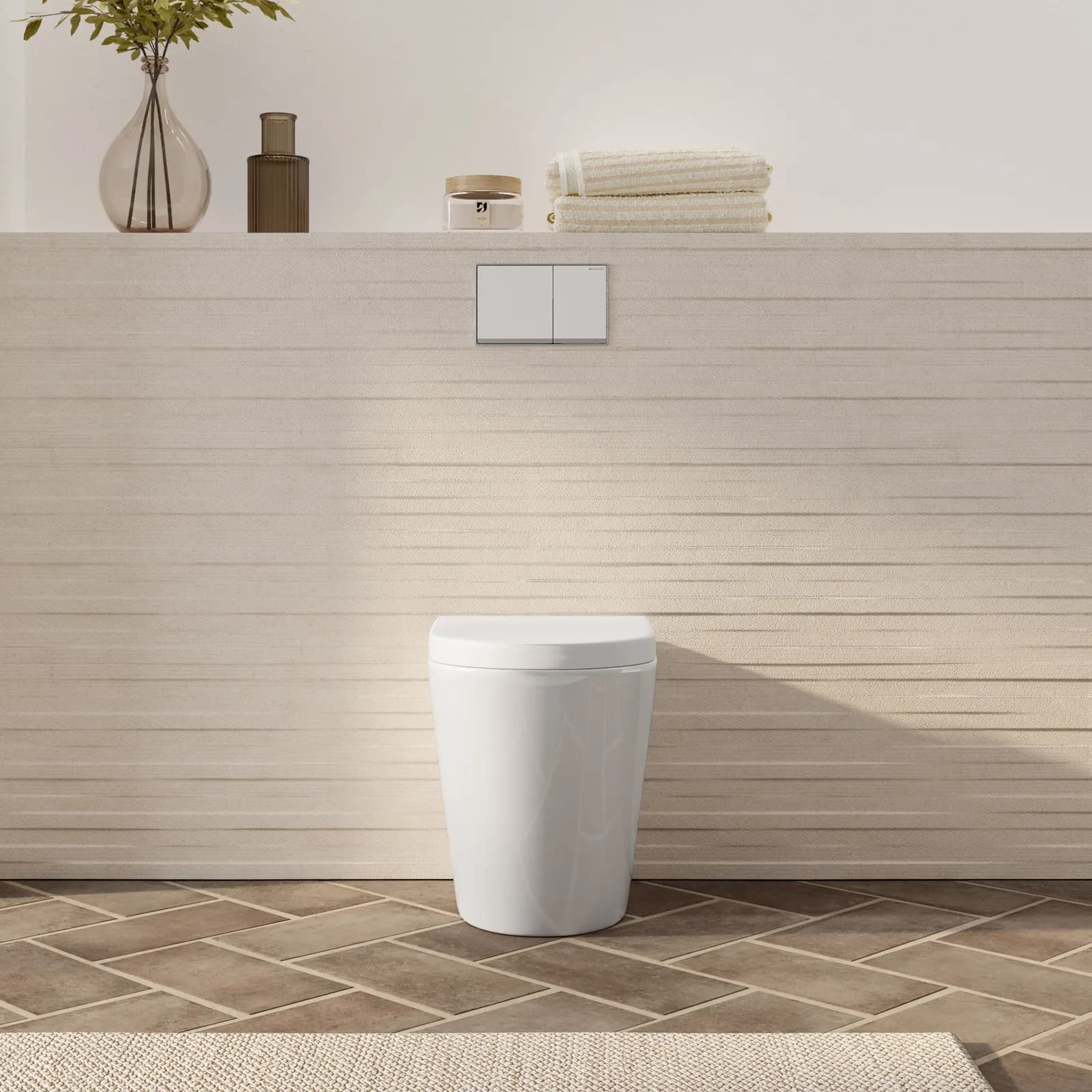 Vaso filomuro in ceramica lucida con sedile chiusura rallentata - Nile