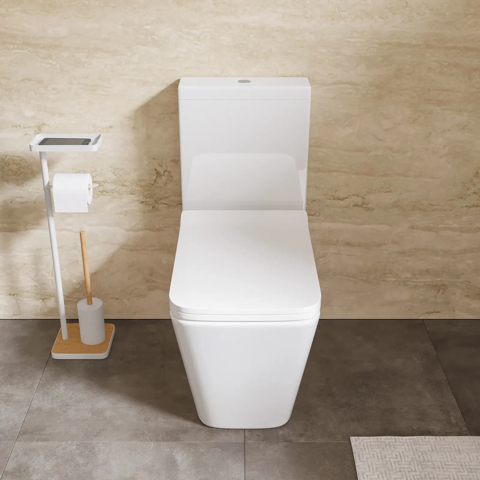 Vaso monoblocco rimless in ceramica bianco con copriwc softclose - Lena