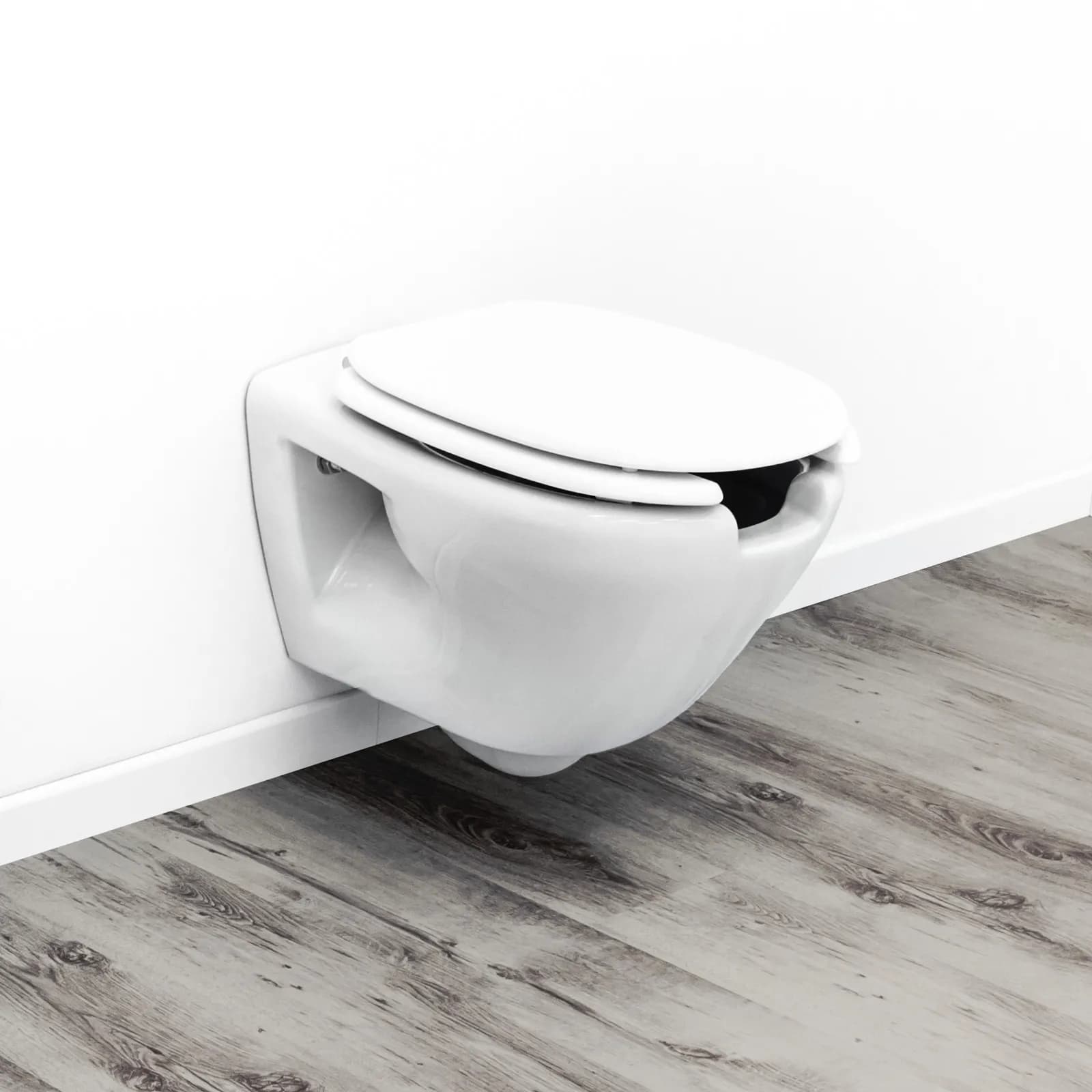 Vaso sospeso apertura frontale bagno accessibile con sedile bianco