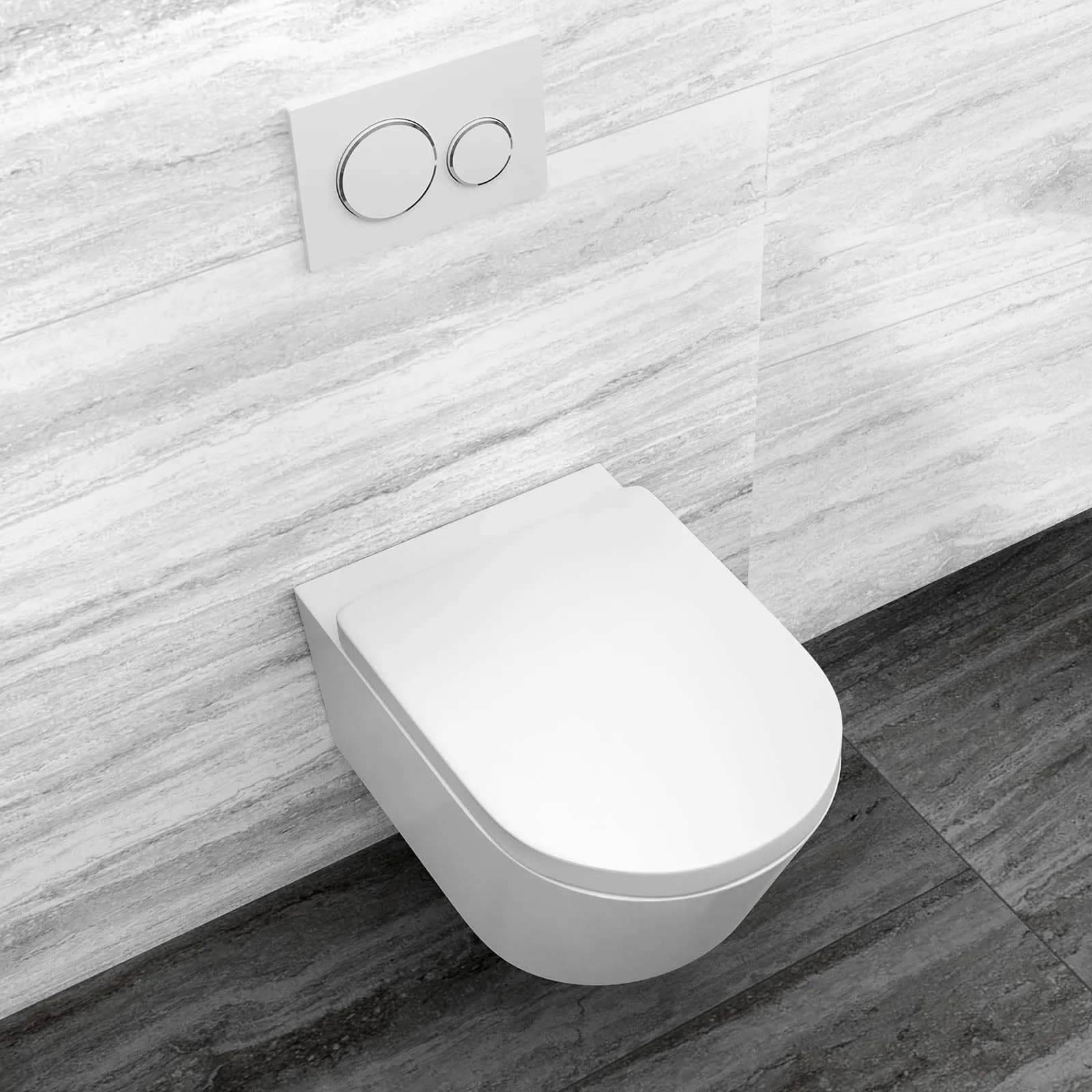 Vaso sospeso in ceramica lucida Smart con sedile soft-close - Easy