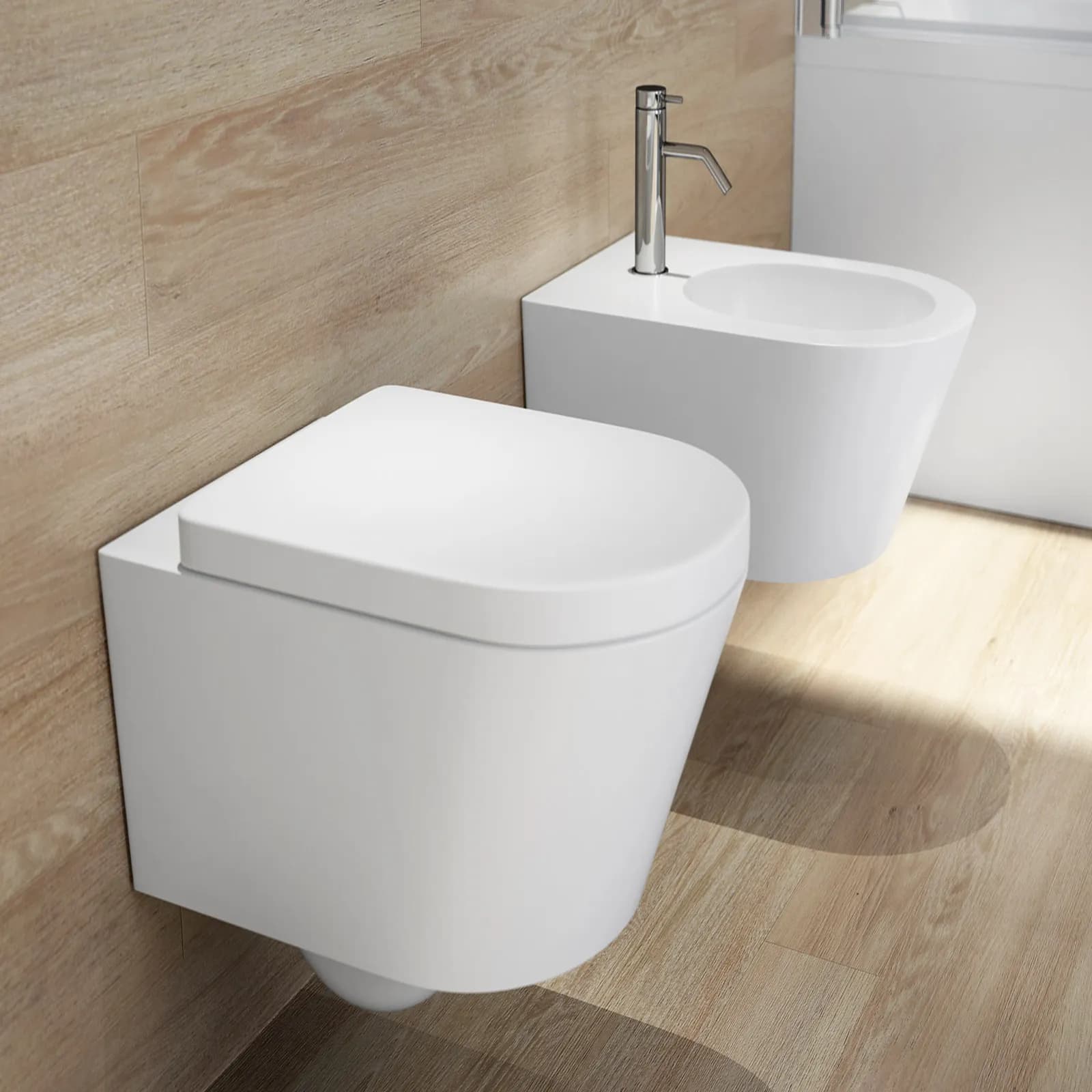 Vaso sospeso in ceramica lucida Smart con sedile soft-close - Easy
