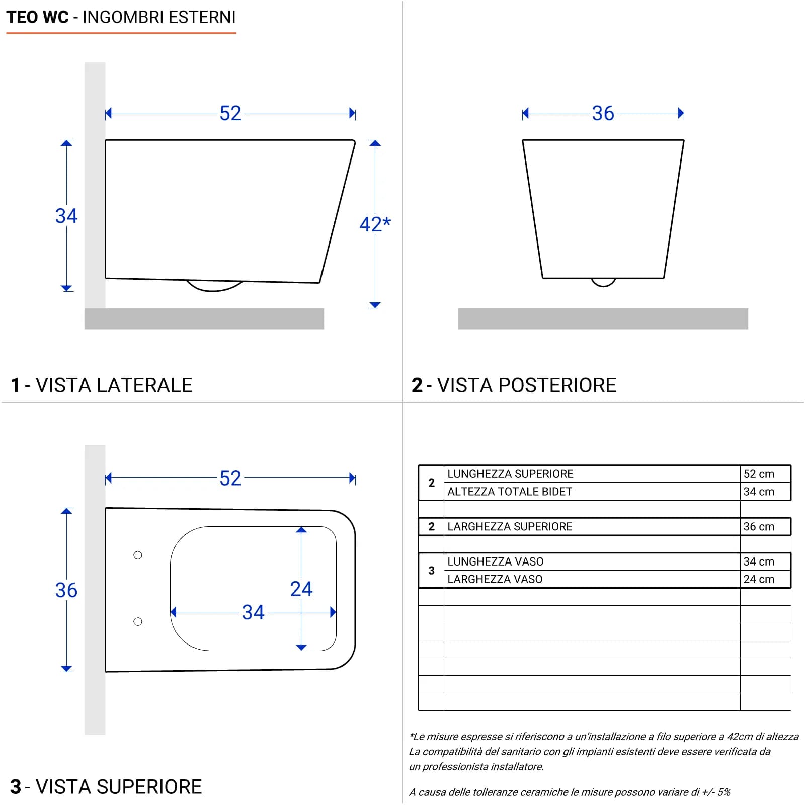 Vaso sospeso rimless sedile SoftCLose bianco lucido - Teo