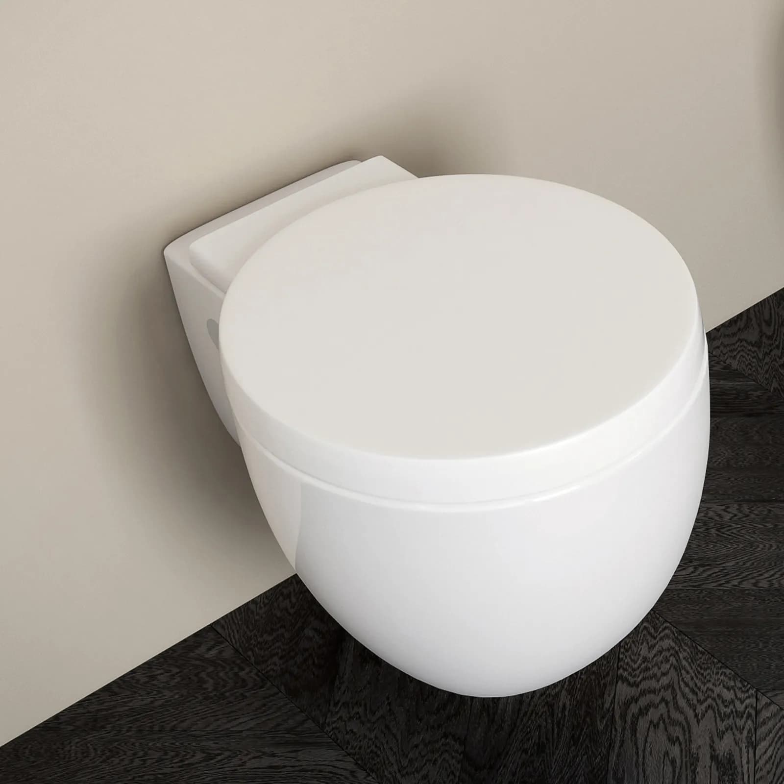 Vaso sospeso salvaspazio ceramica lucida con sedile rallentato - Bloom