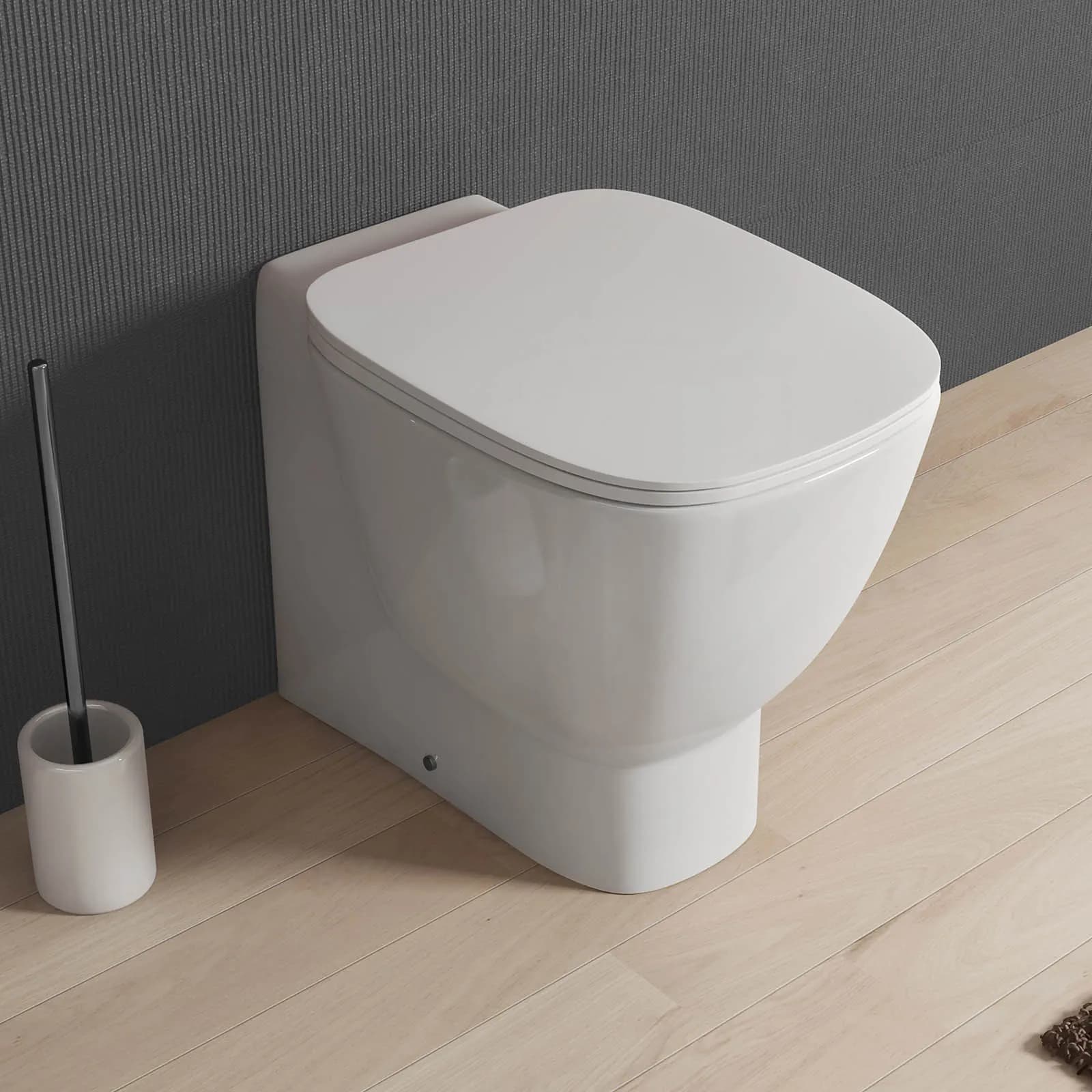 Vaso wc filo muro ceramica completo di sedile antiurto soft-close - Kumo