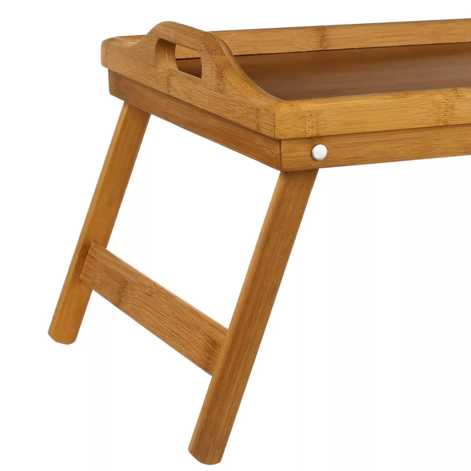 Vassoio da letto 50x30 cm in bambù naturale con manici e gambe pieghevoli