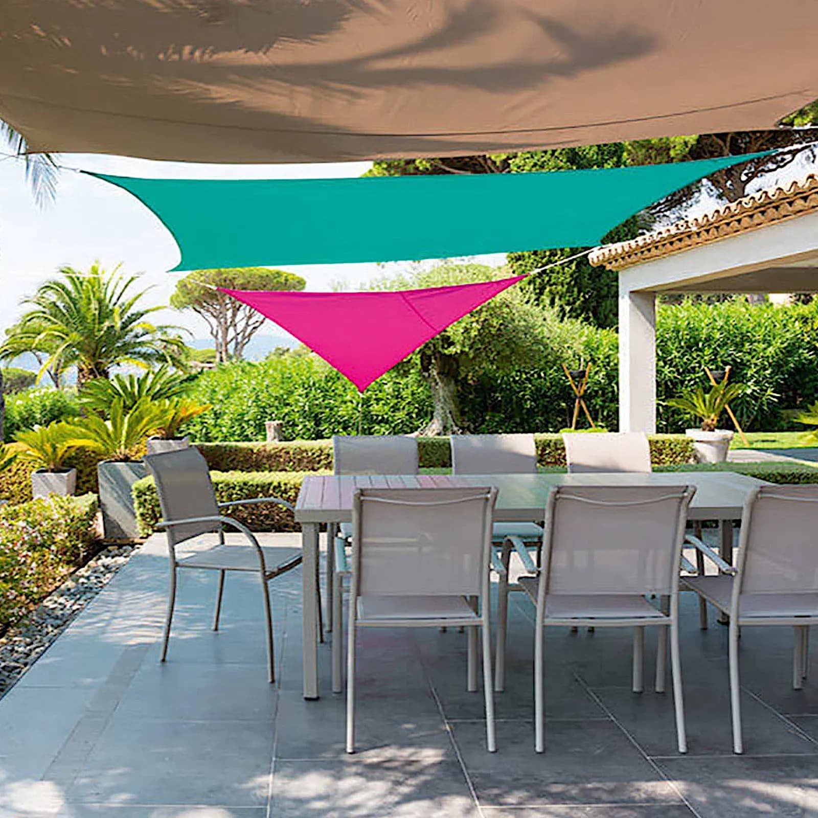 Vela ombreggiante rettangolare 4x3 m in poliestere verde acqua 180 gr - Pully