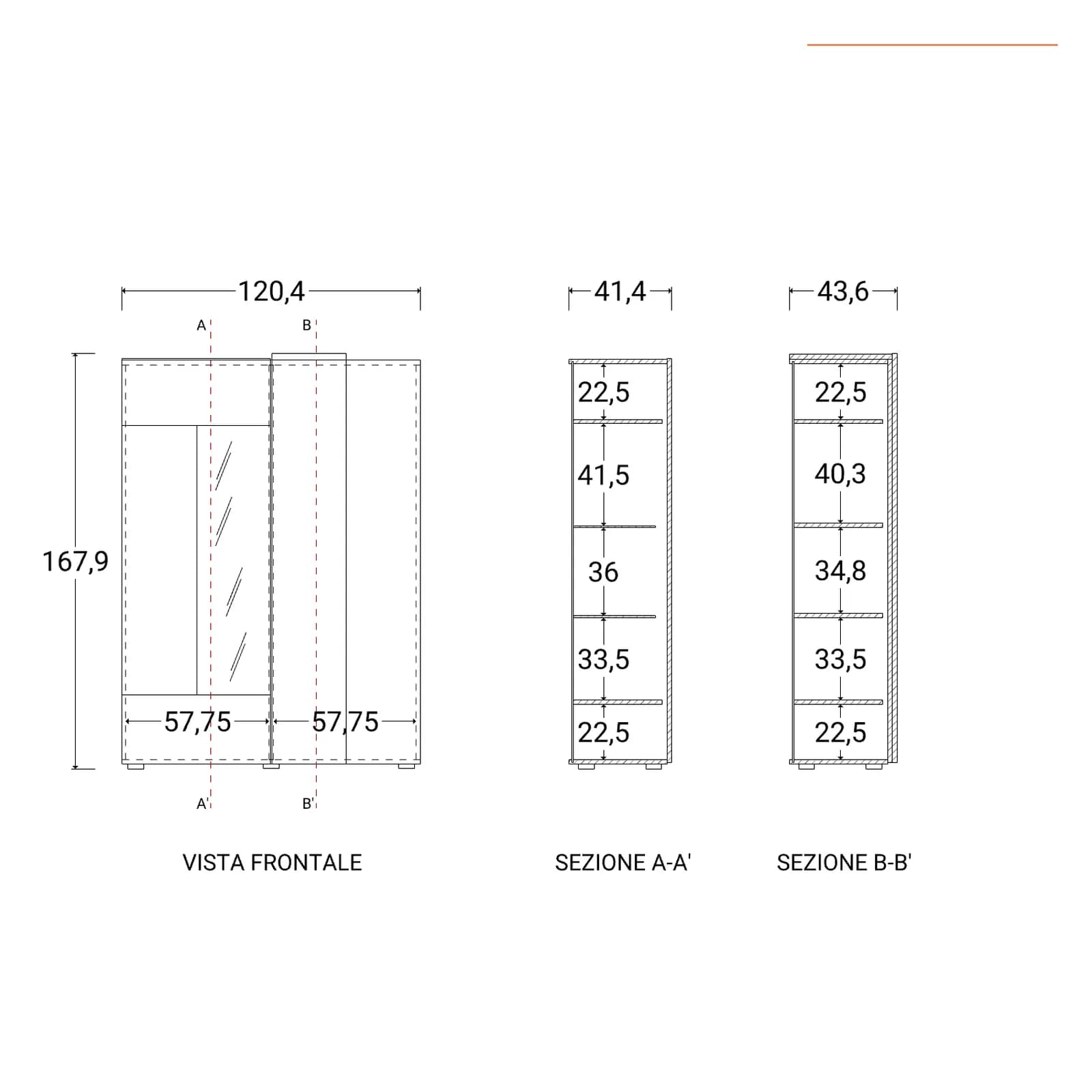 Vetrina 121 cm con due ante bianco lucido e e rovere cadiz - Kendra