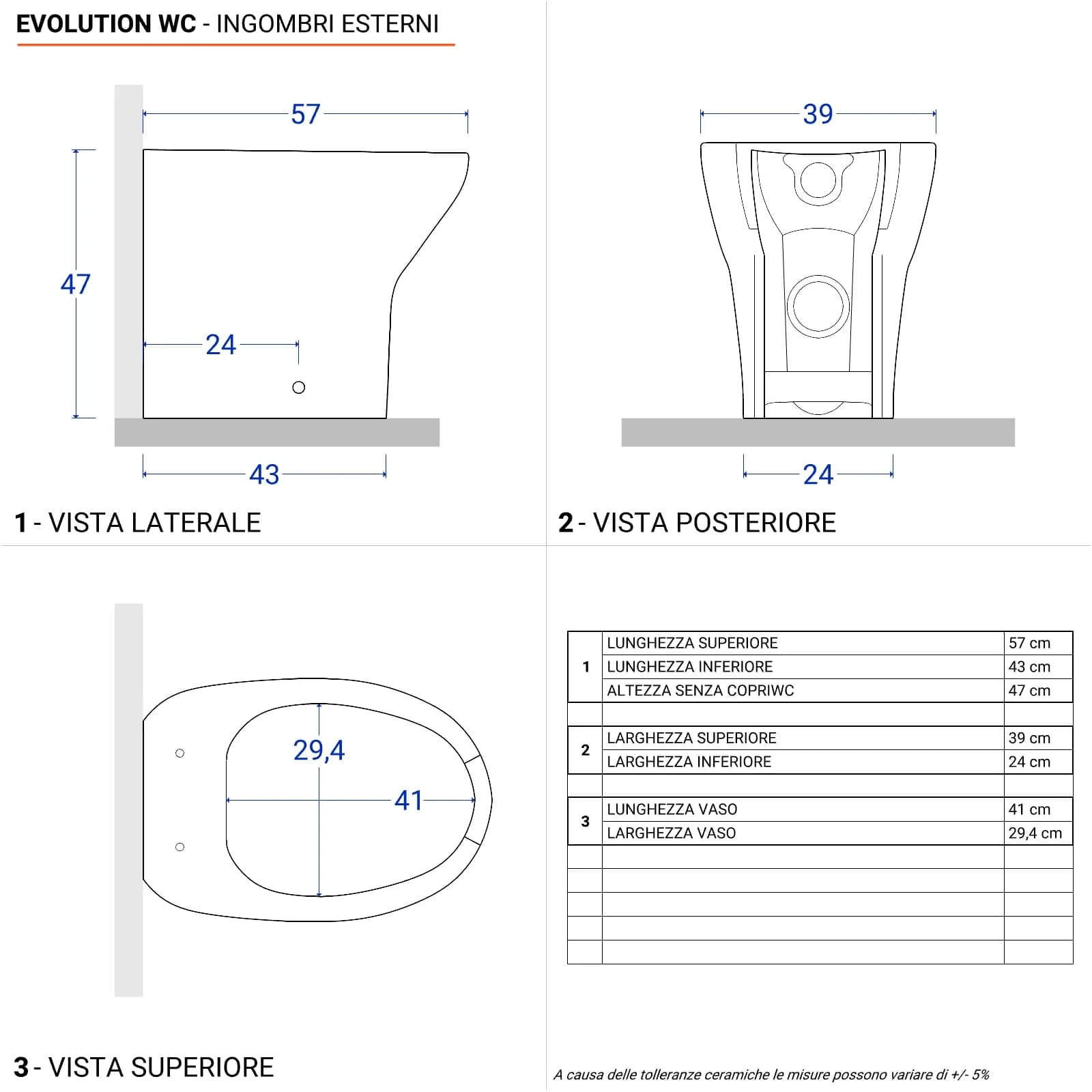 Wc filomuro Evolution di Sanitosco con apertura frontale accessibile con sedile copriwc