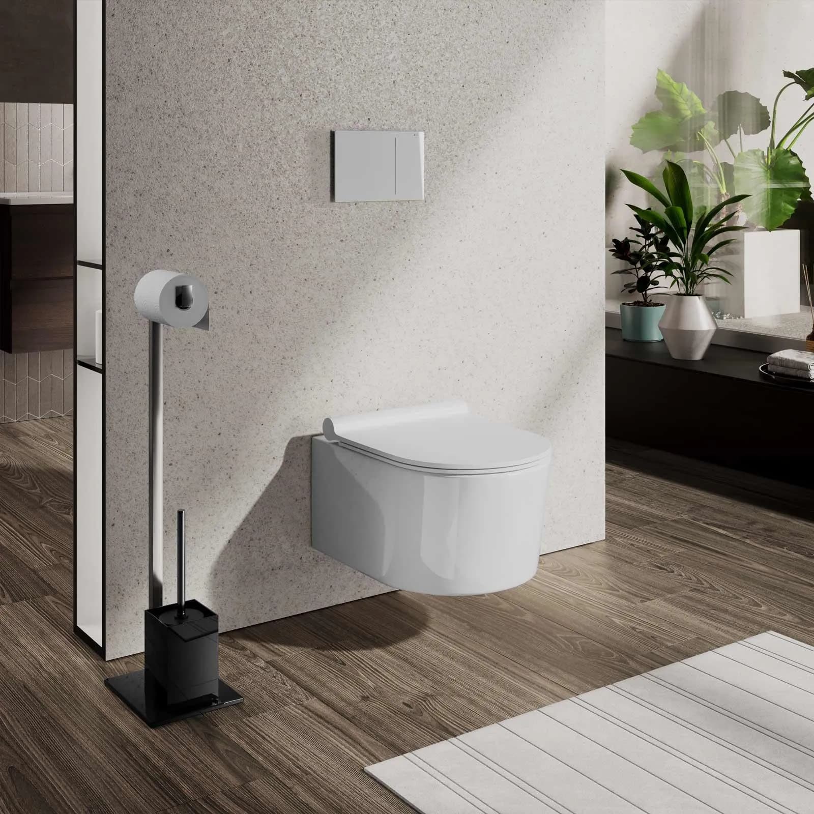 Wc sospeso rimless ceramica lucida Fleur con copri wc SoftClose