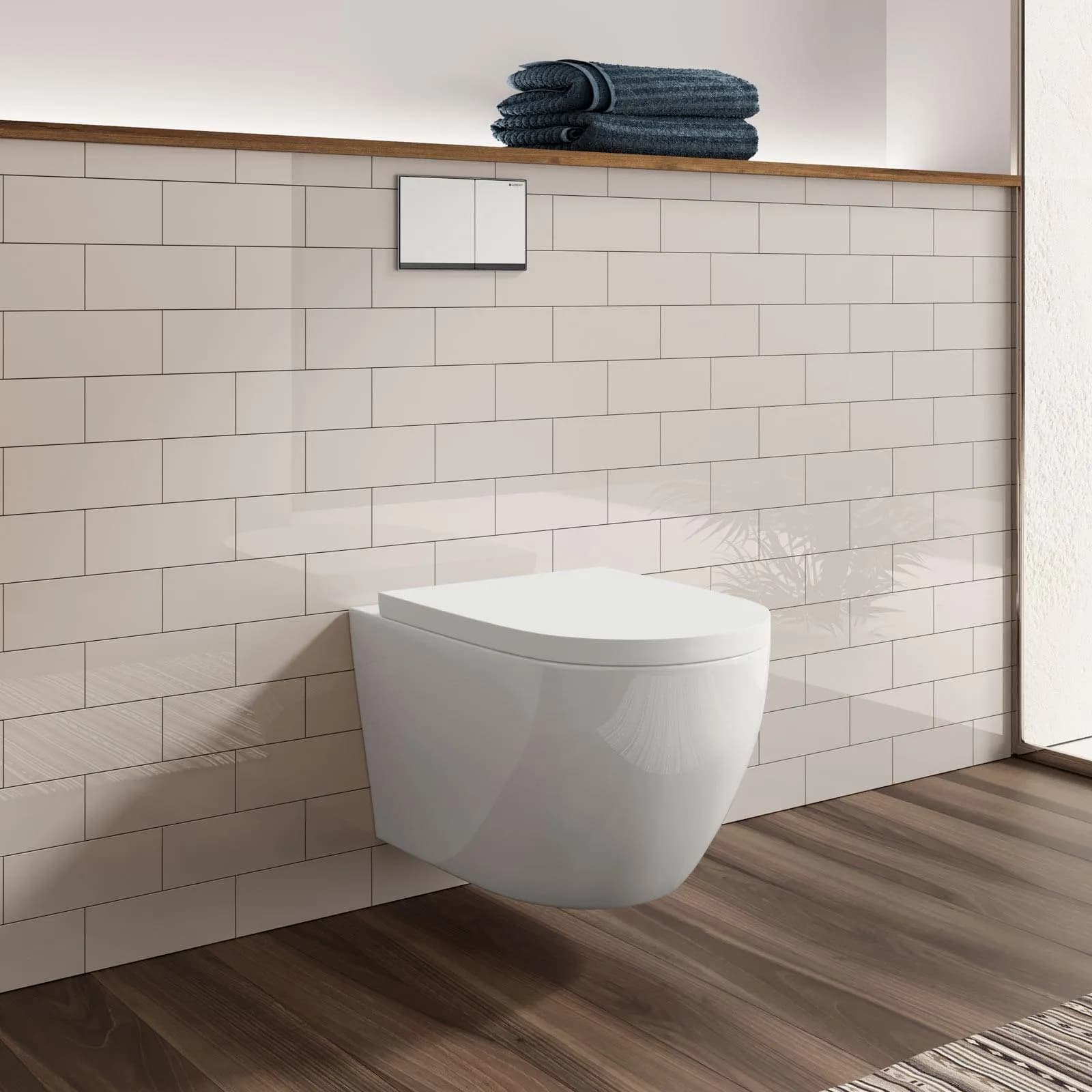 Wc sospeso rimless ceramica lucida con copri wc con chiusura rallentata - Volga