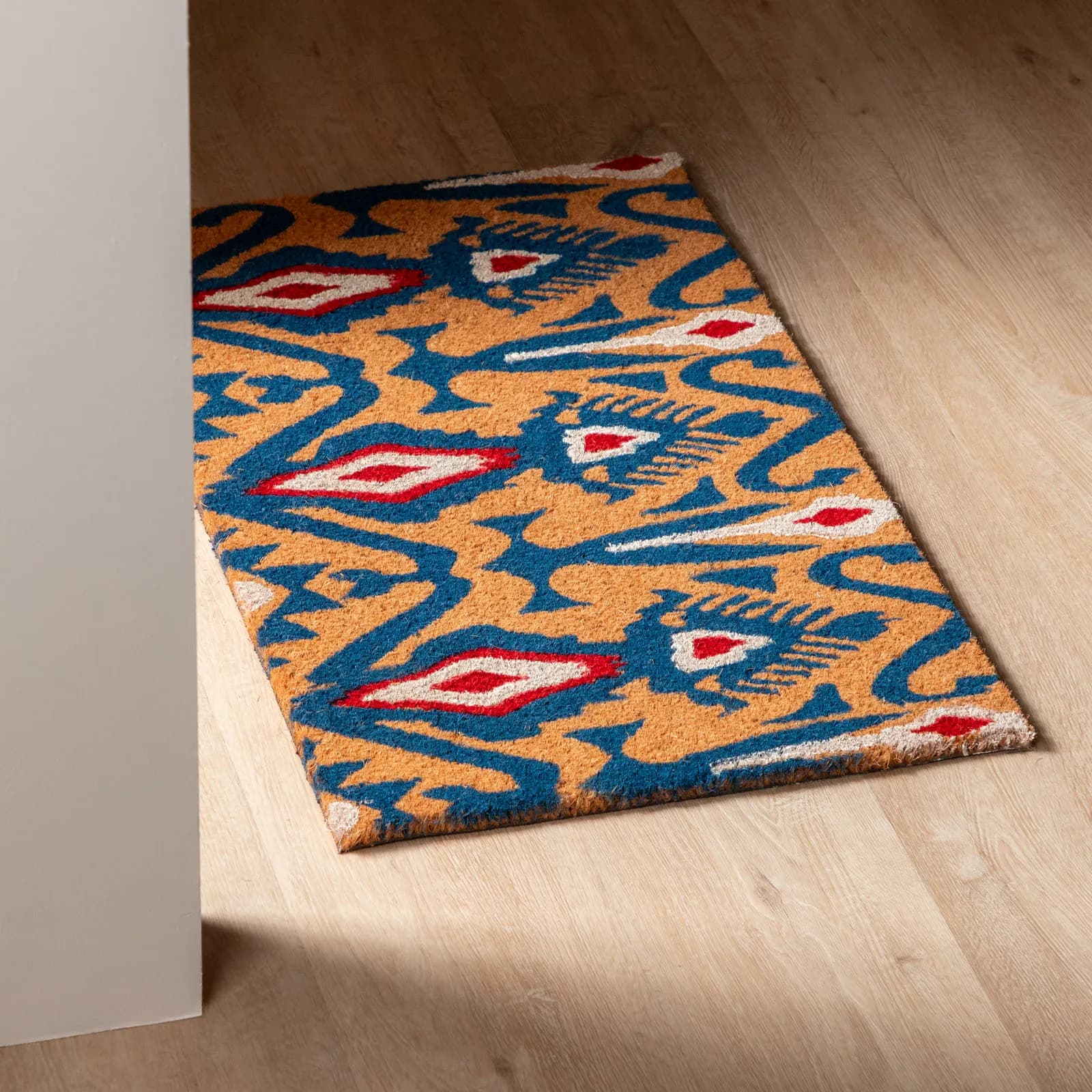 Zerbino 45x75 cm in coir con disegno blu