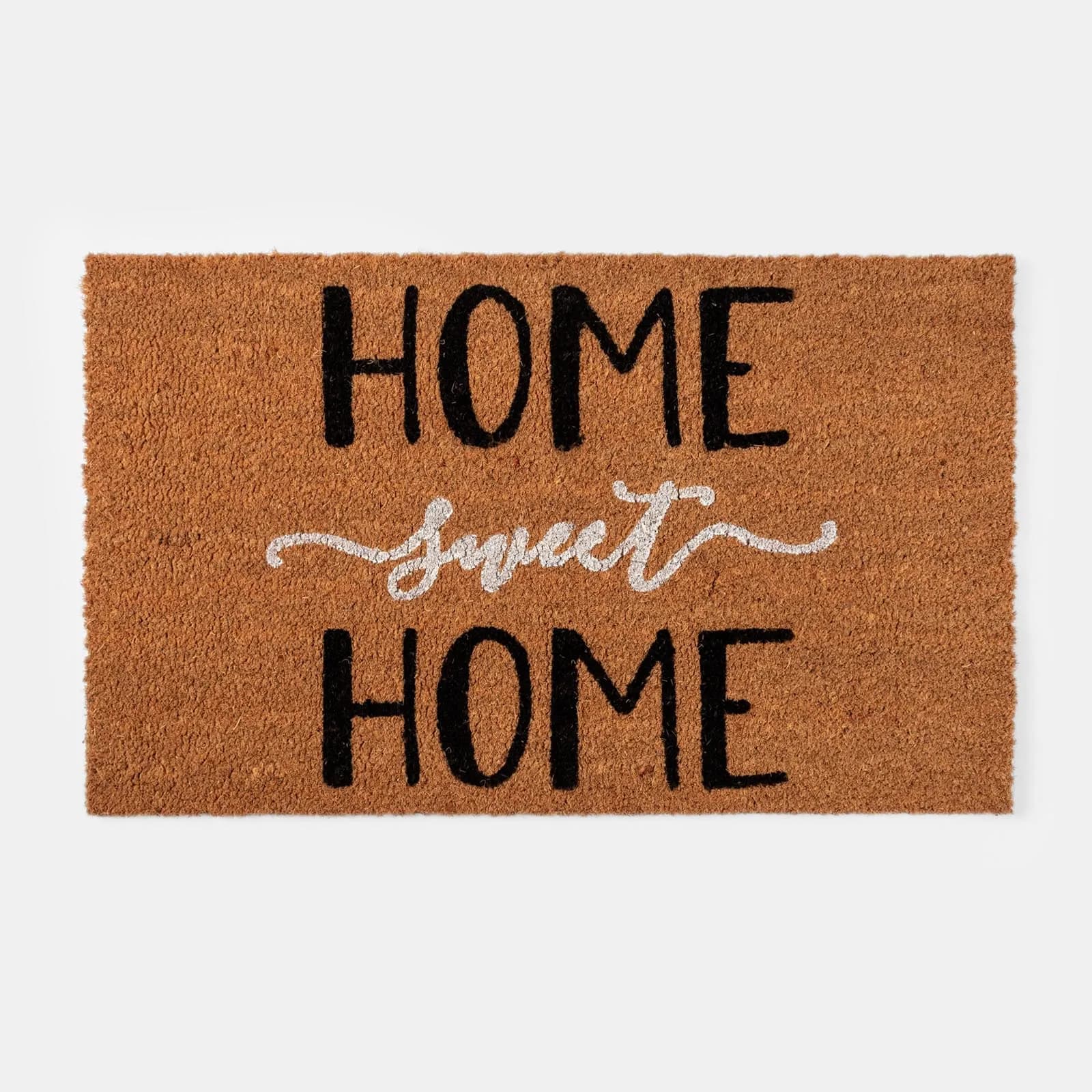 Zerbino 45x75 cm in coir Home Sweet Home scritta nero e bianco