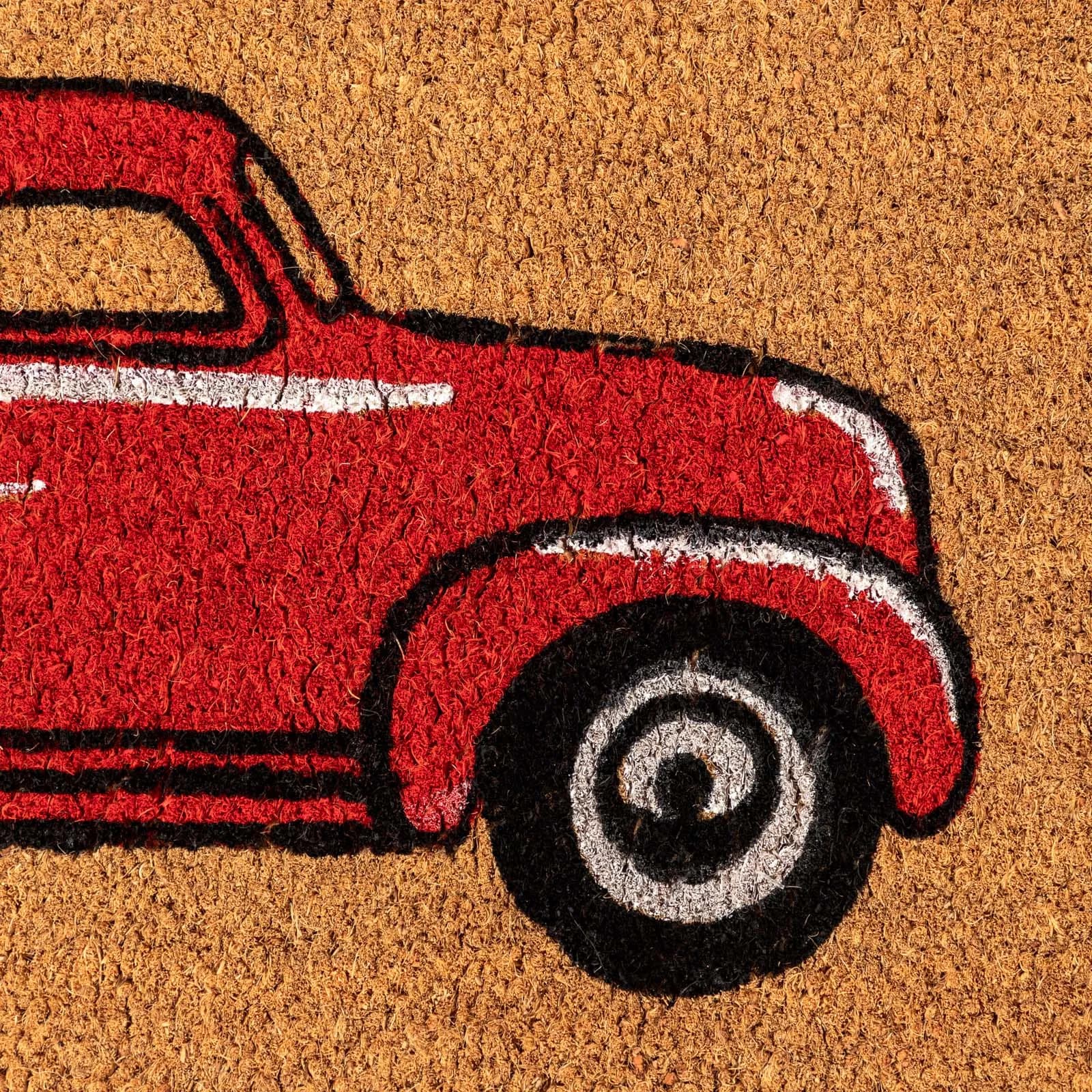 Zerbino 45x75 cm in coir naturale con disegno macchina floreale