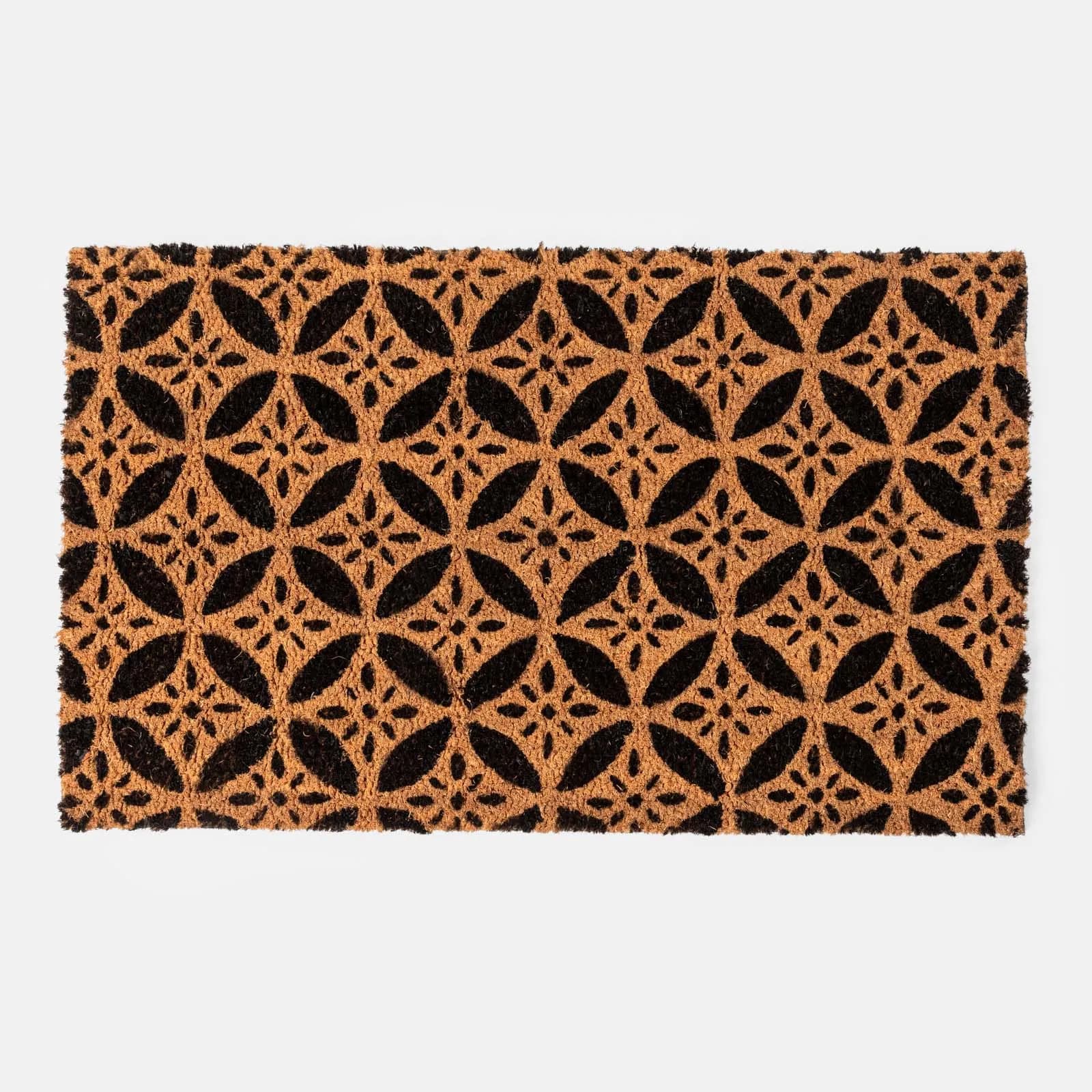 Zerbino 45x75 cm in coir naturale con disegno stella geometrica