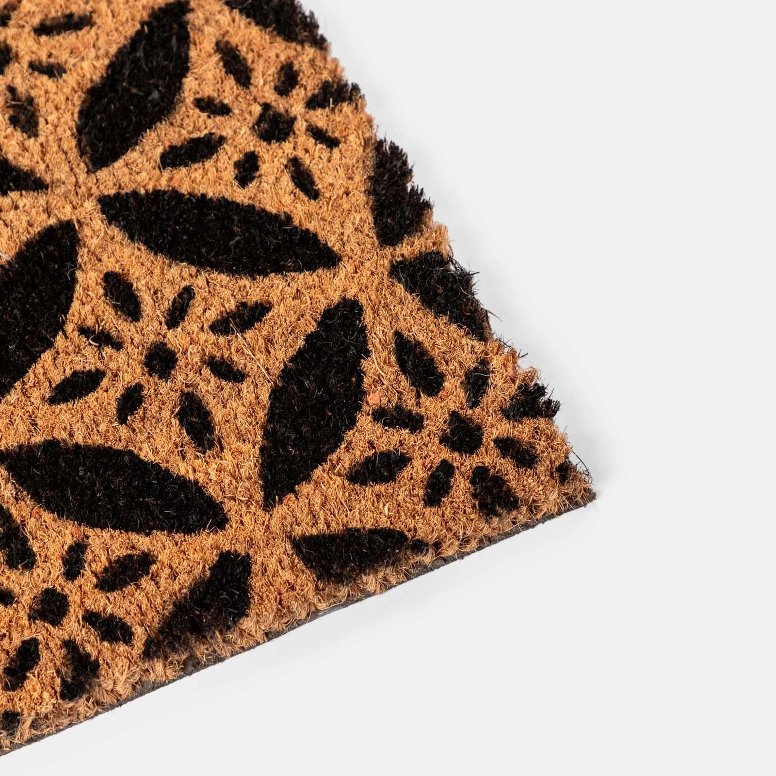 Zerbino 45x75 cm in coir naturale con disegno stella geometrica