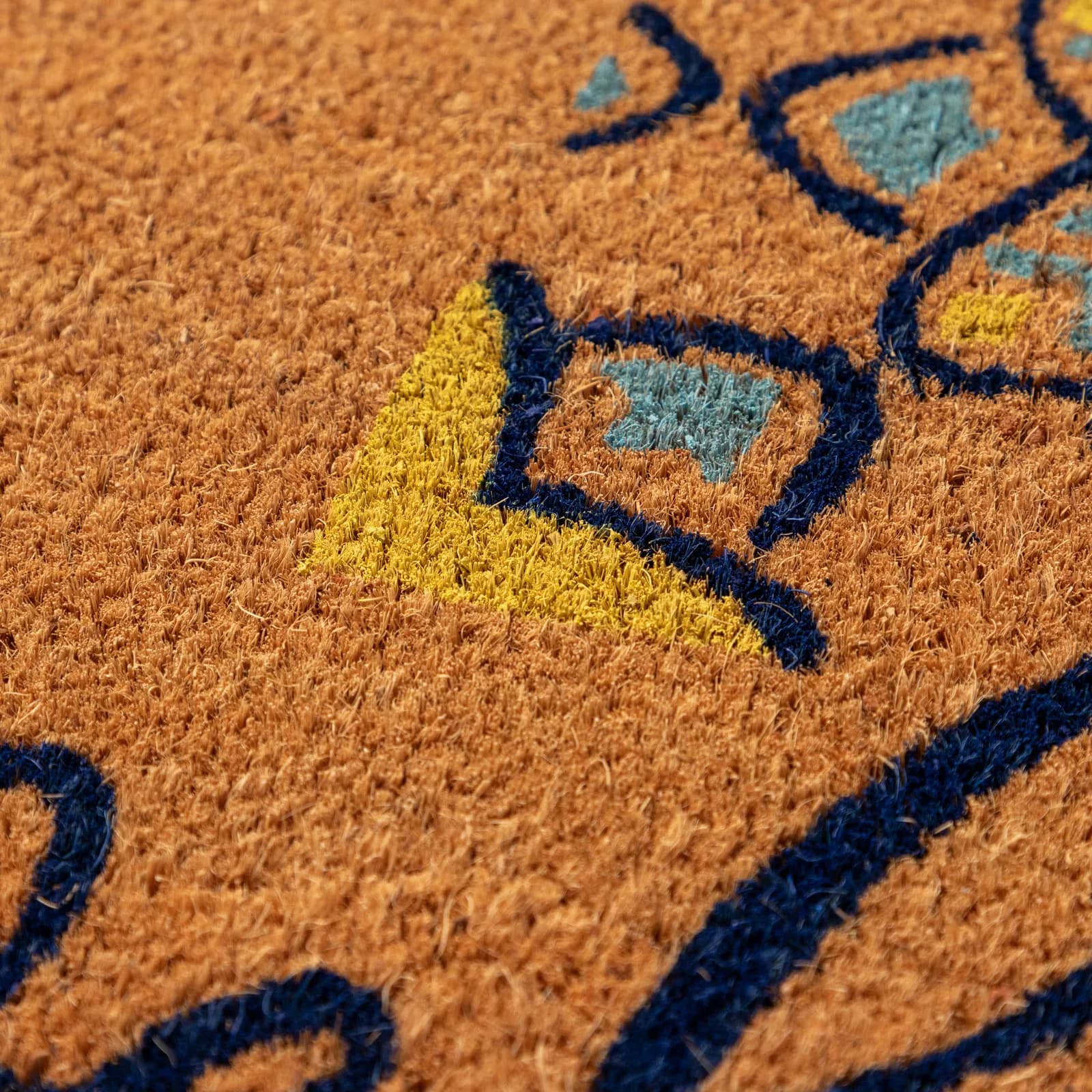 Zerbino 45x75 cm in coir Welcome con disegno maiolica