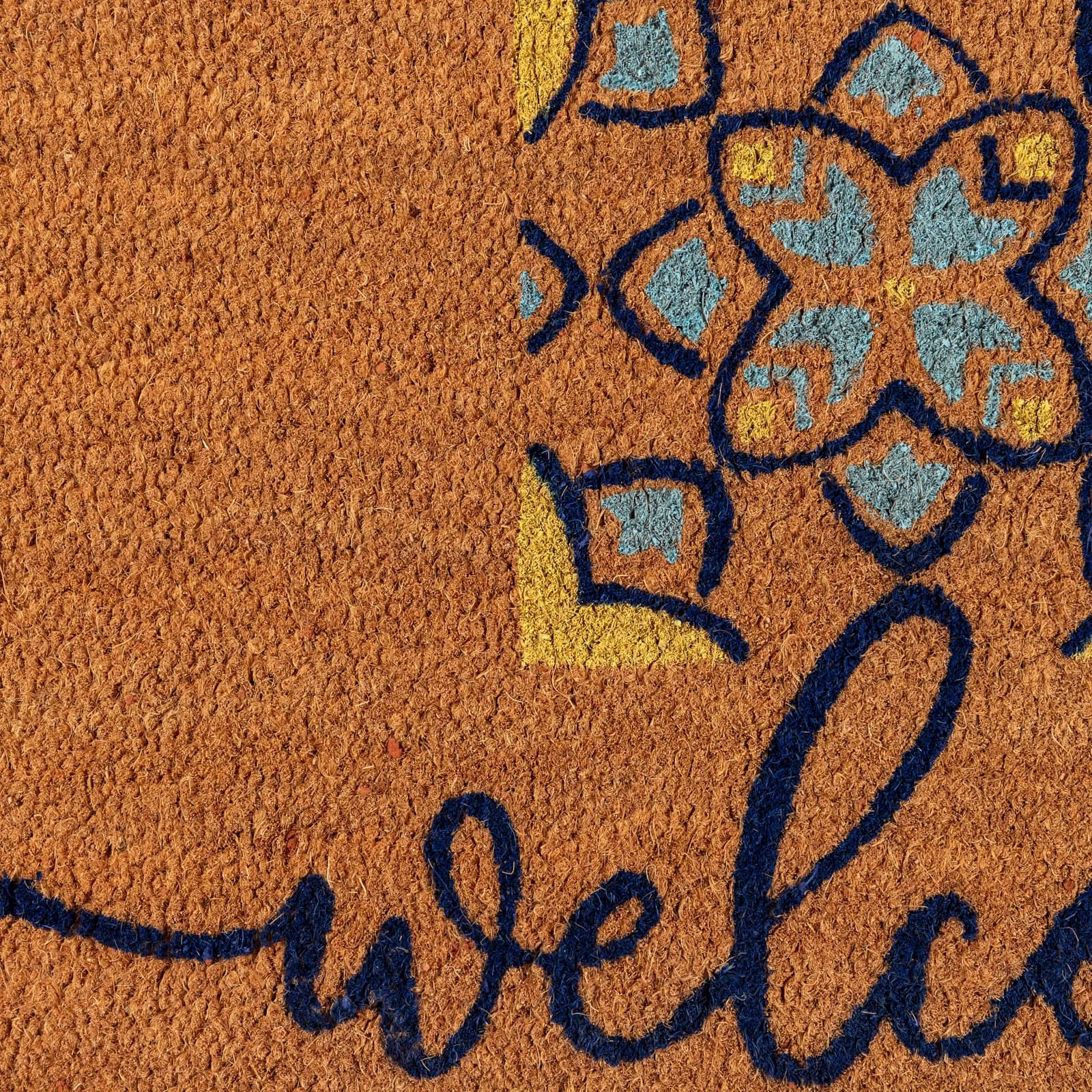 Zerbino 45x75 cm in coir Welcome con disegno maiolica