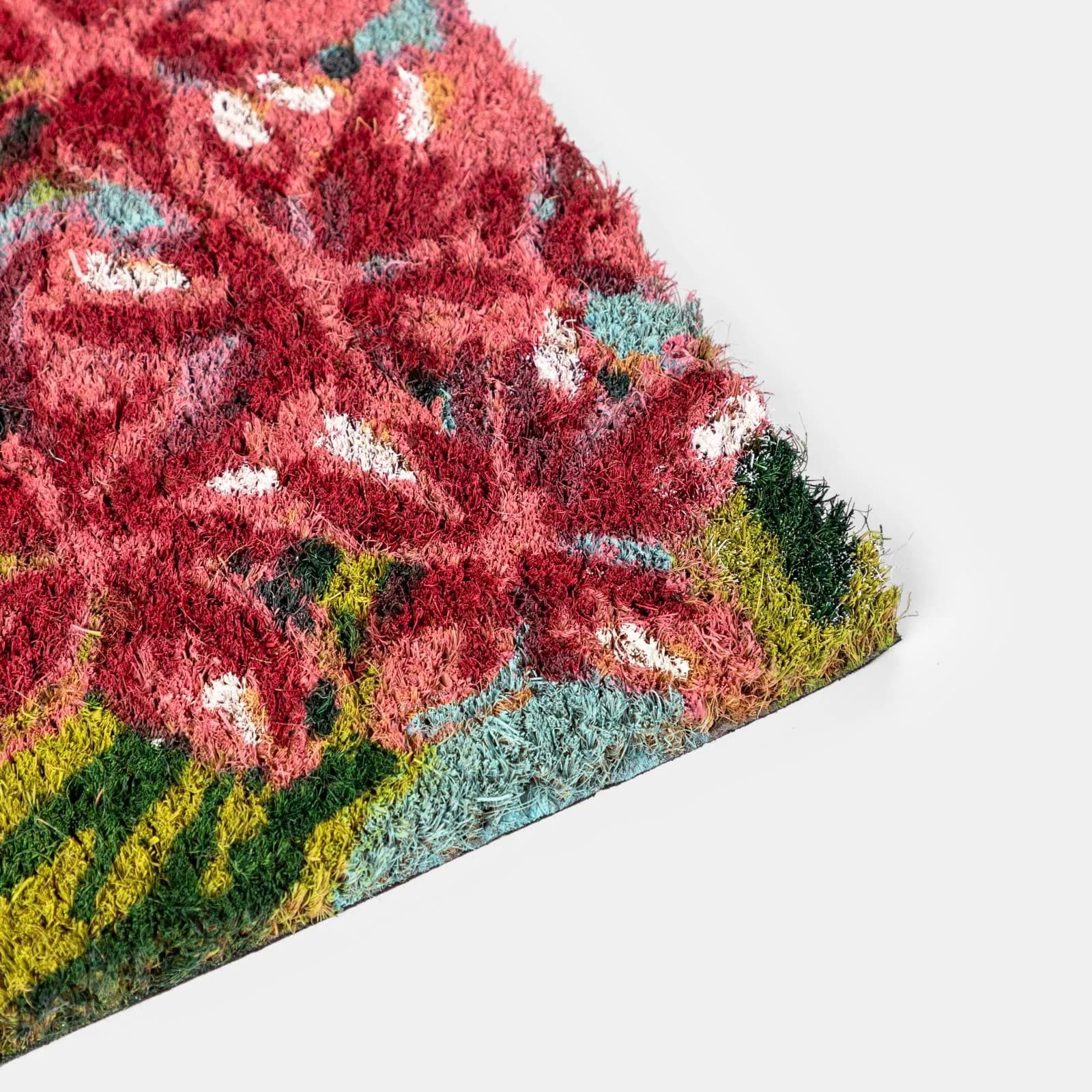 Zerbino Hello 45x75 cm in coir naturale con disegno floreale