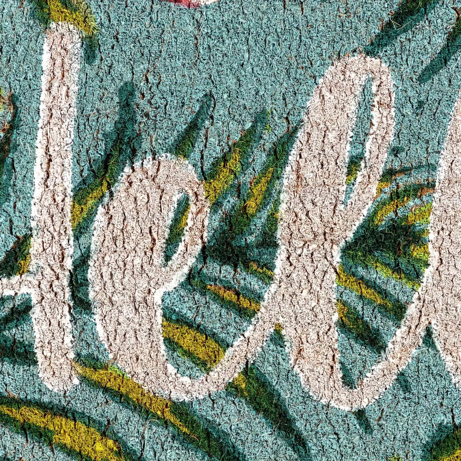 Zerbino Hello 45x75 cm in coir naturale con disegno floreale